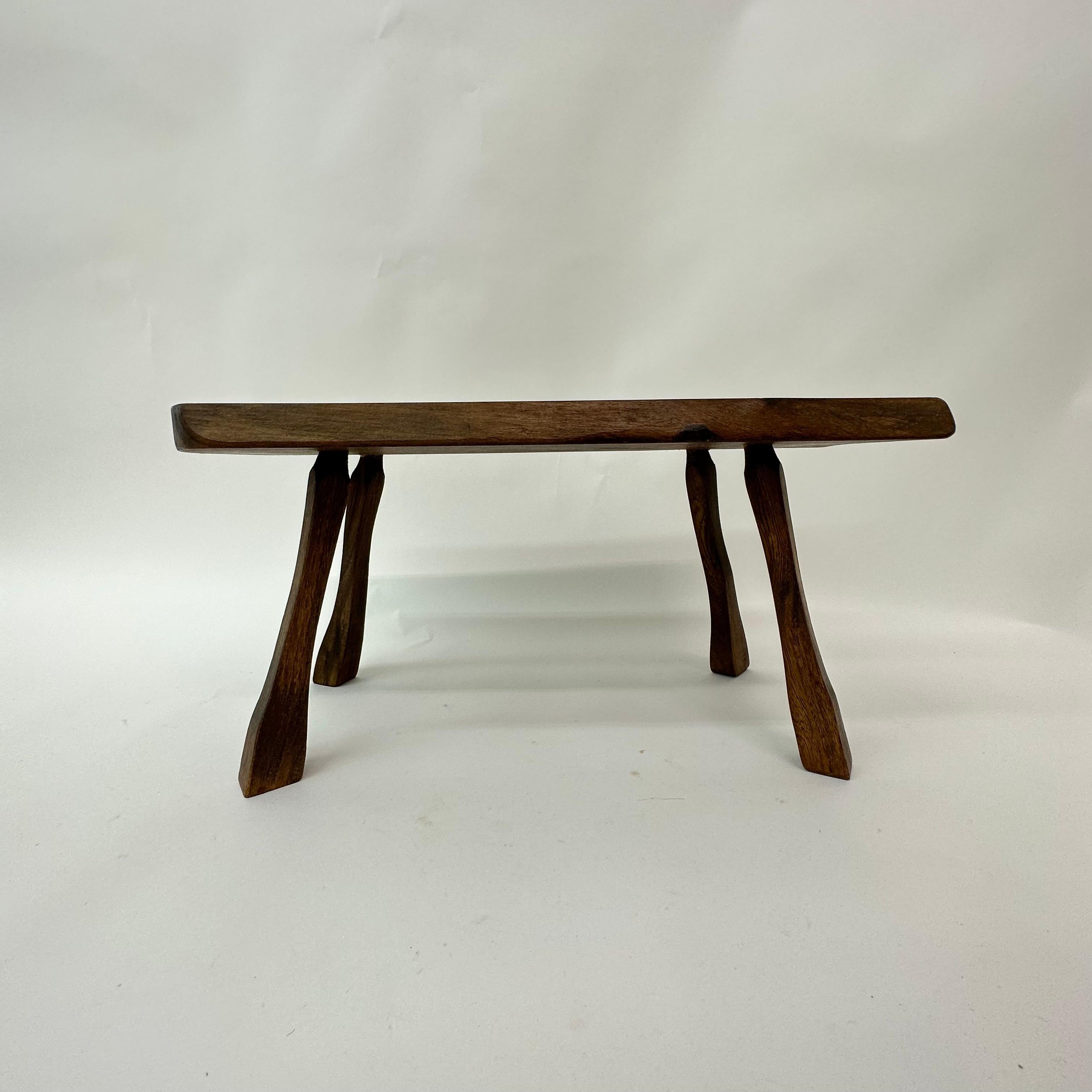 Late 20th Century Brutalist Solid Wood Side Table, 1970s For Sale