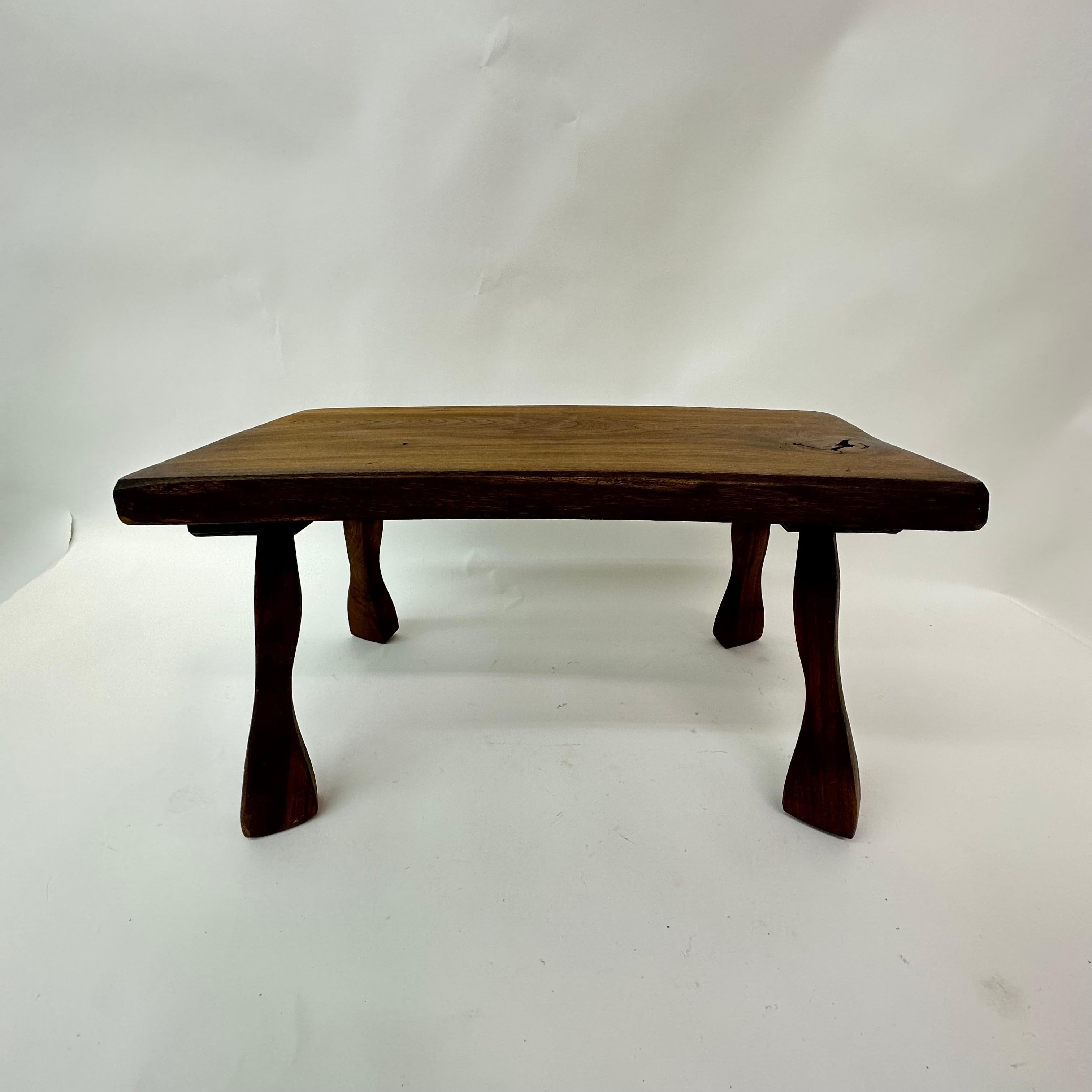 Late 20th Century Brutalist solid wood side table, 1970’s For Sale