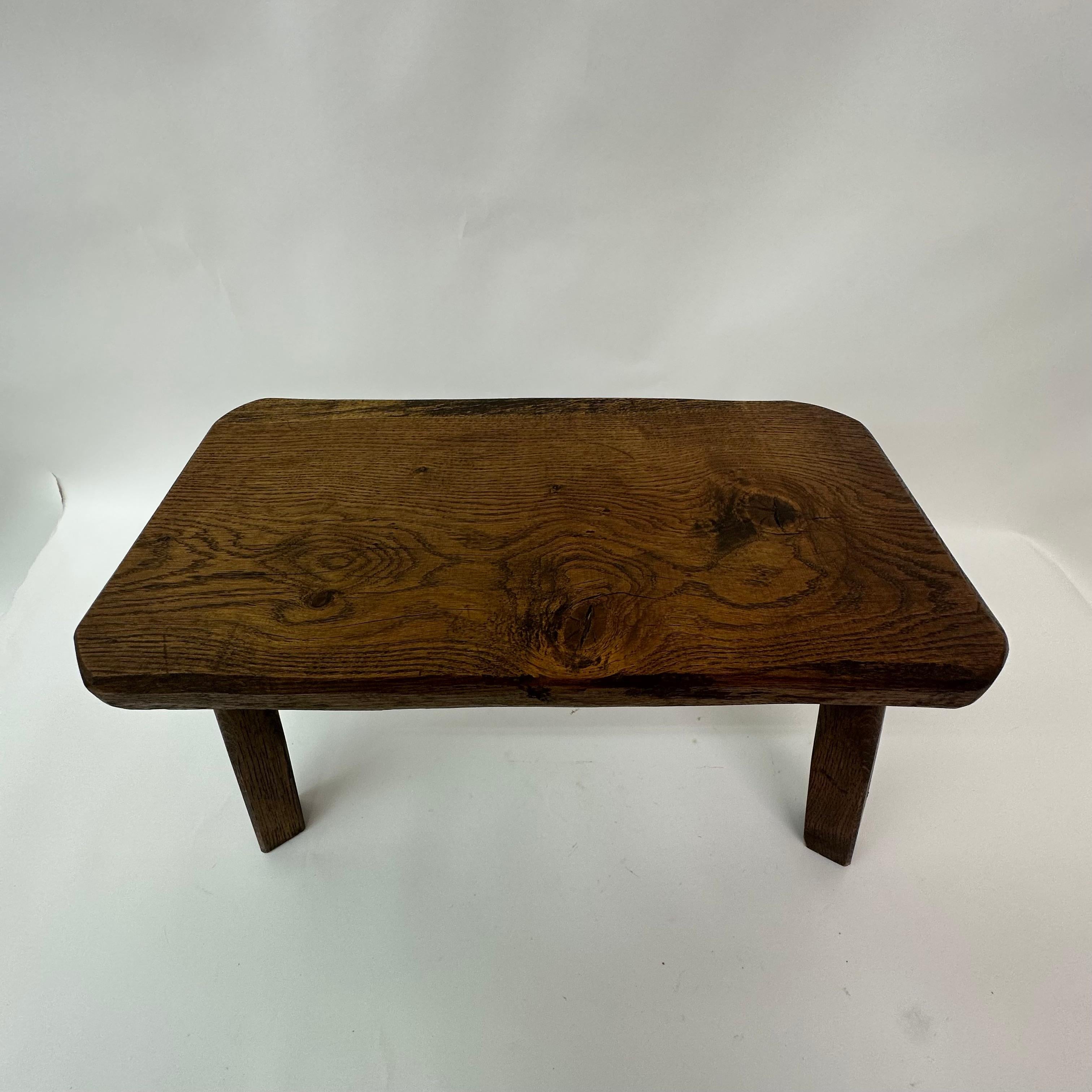 Wood Brutalist solid wood side table, 1970’s For Sale