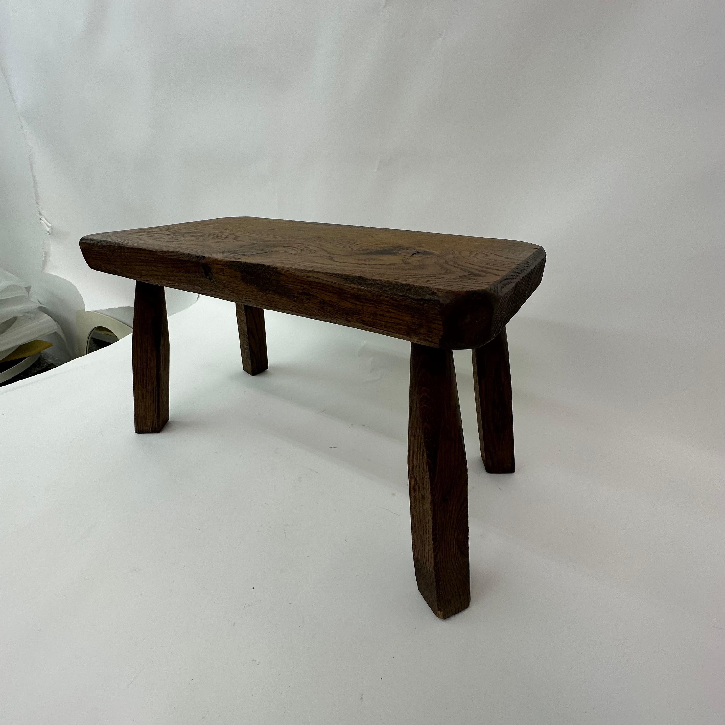 Brutalist solid wood side table, 1970’s For Sale 1