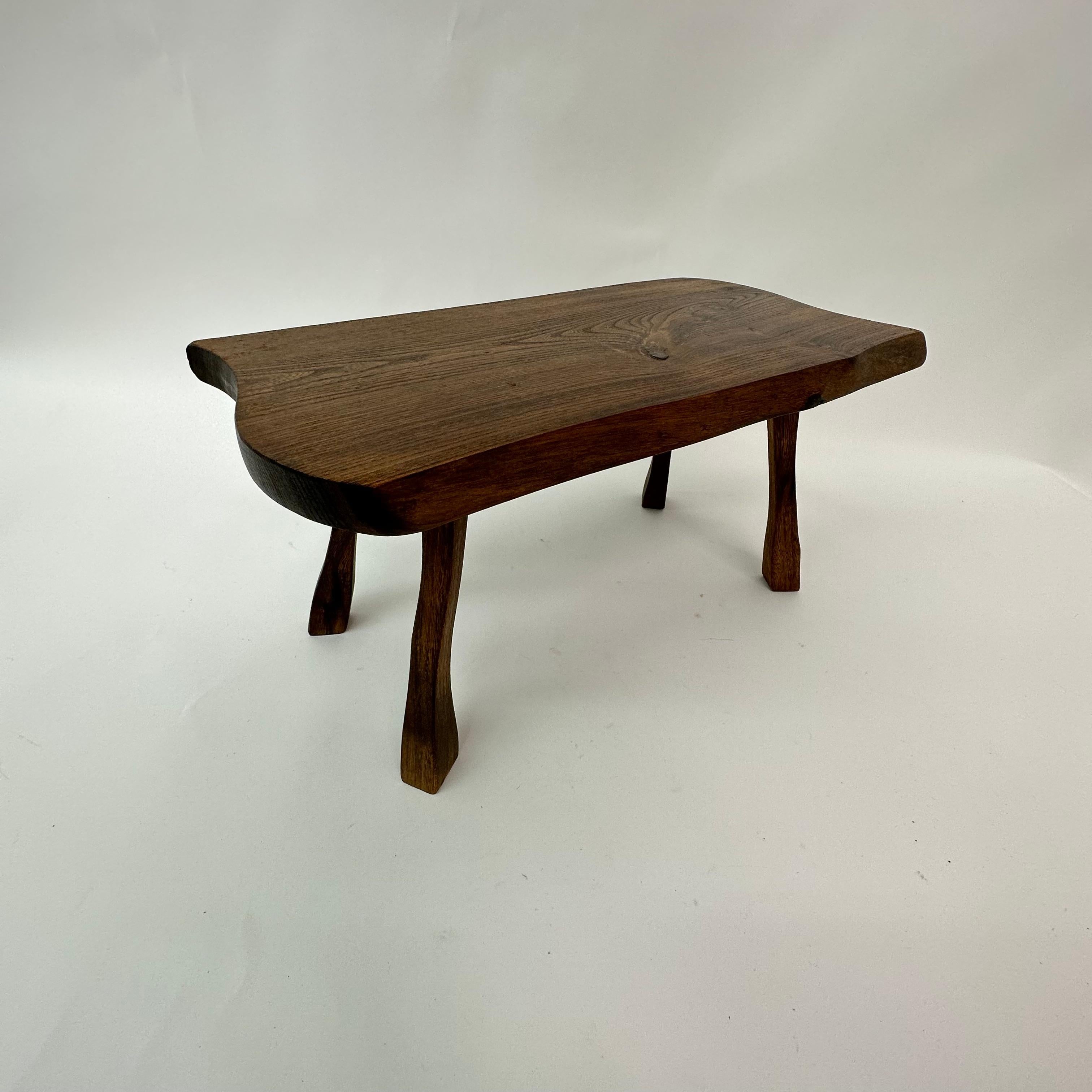 Brutalist Solid Wood Side Table, 1970s For Sale 2