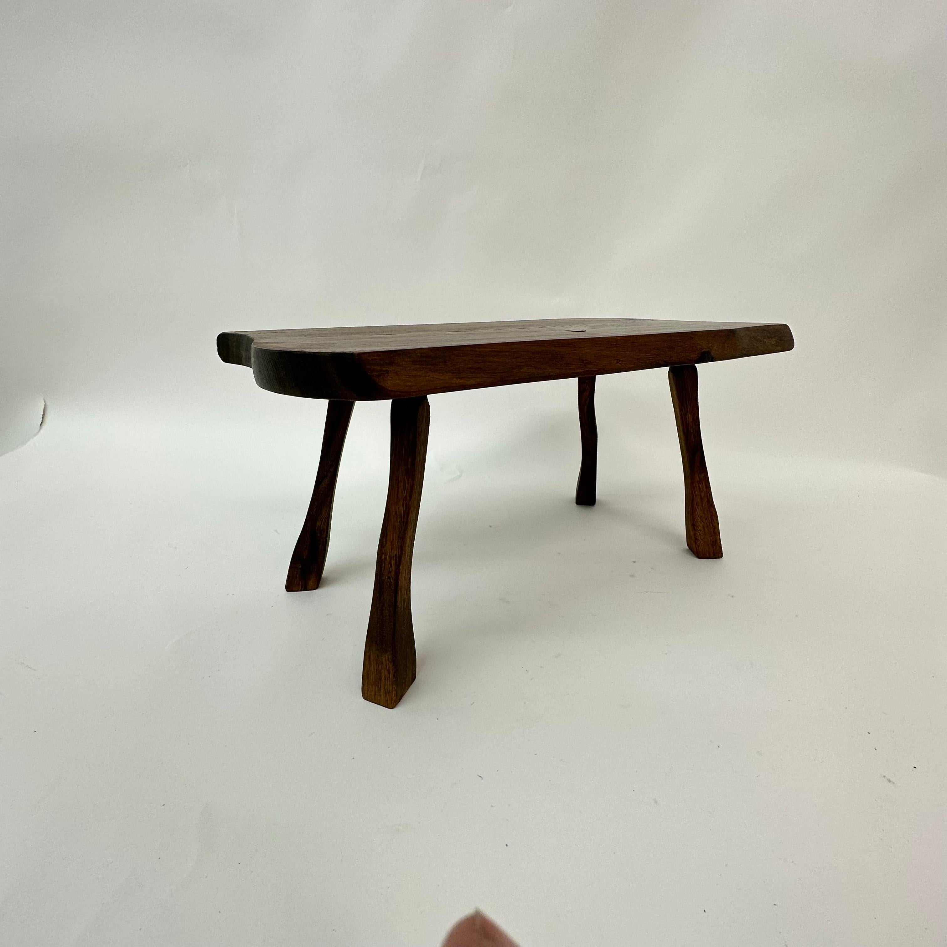 Brutalist Solid Wood Side Table, 1970s For Sale 3