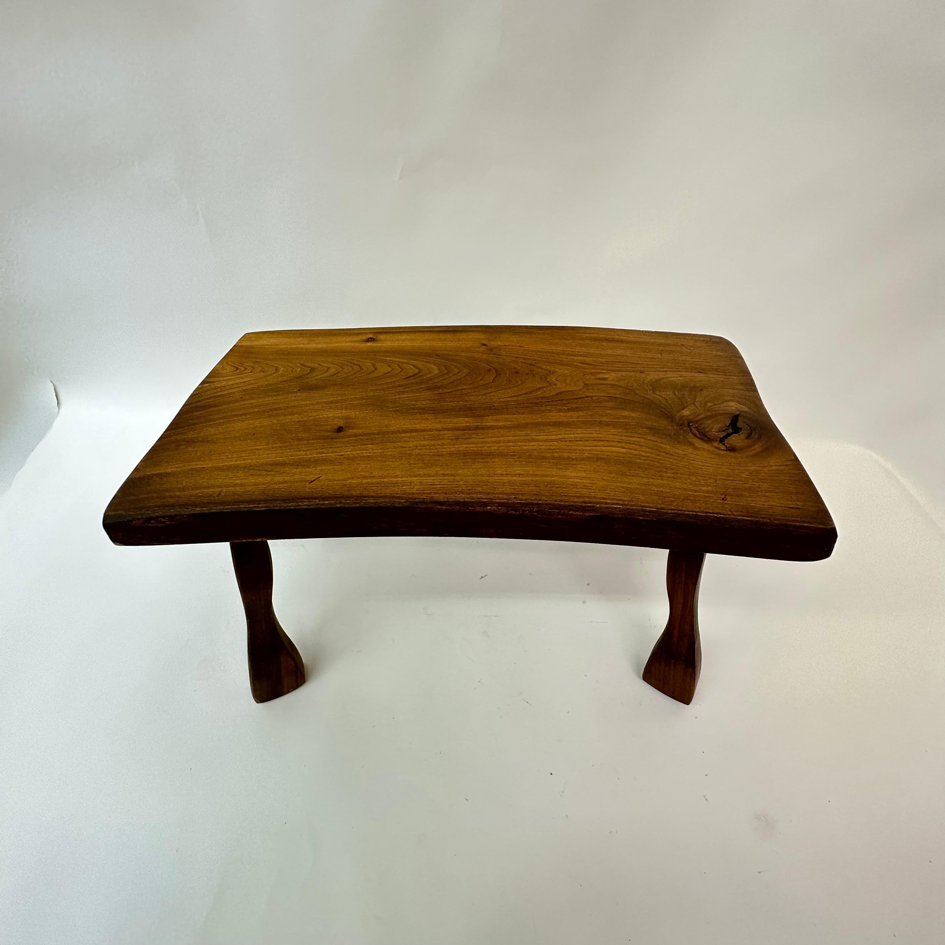 Brutalist solid wood side table, 1970’s For Sale 2