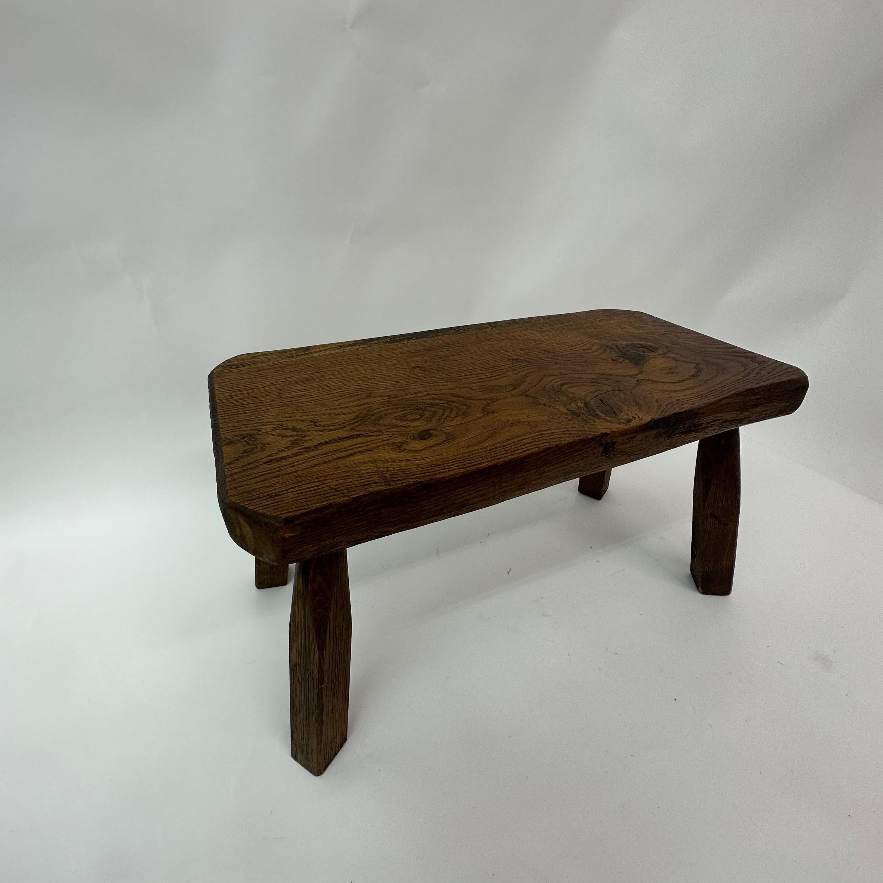 Brutalist solid wood side table, 1970’s For Sale 3