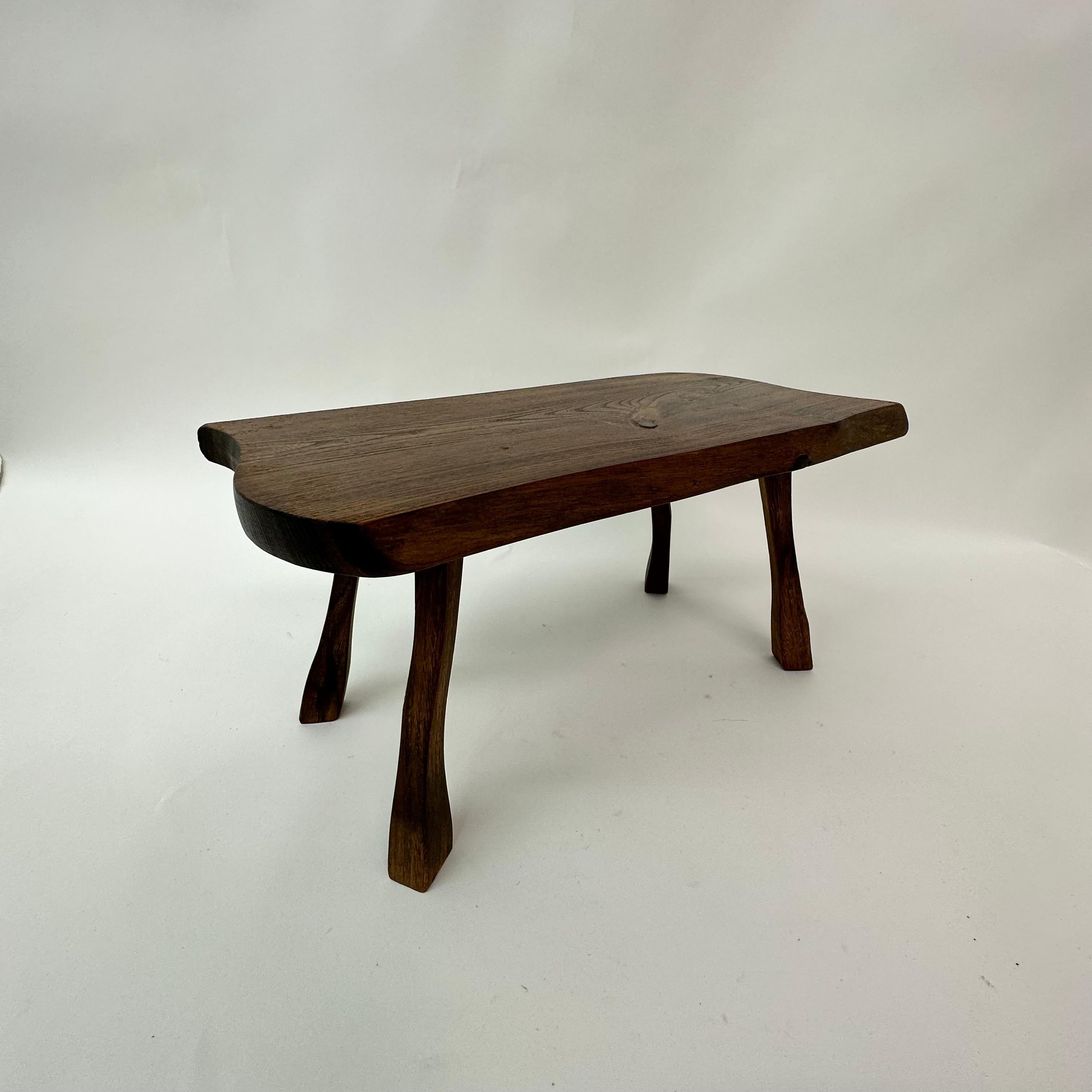 Brutalist Solid Wood Side Table, 1970s For Sale 4