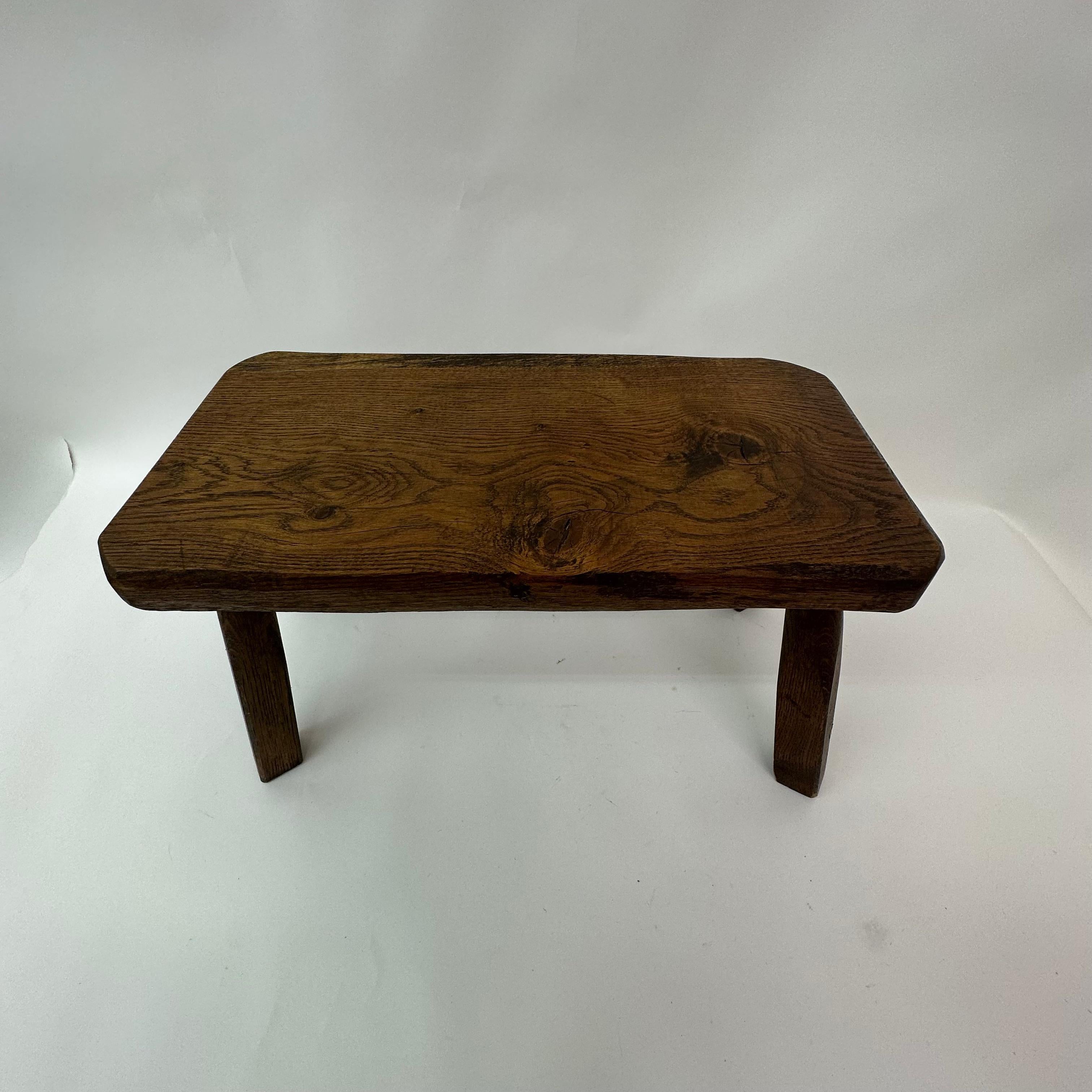 Brutalist solid wood side table, 1970’s For Sale 4