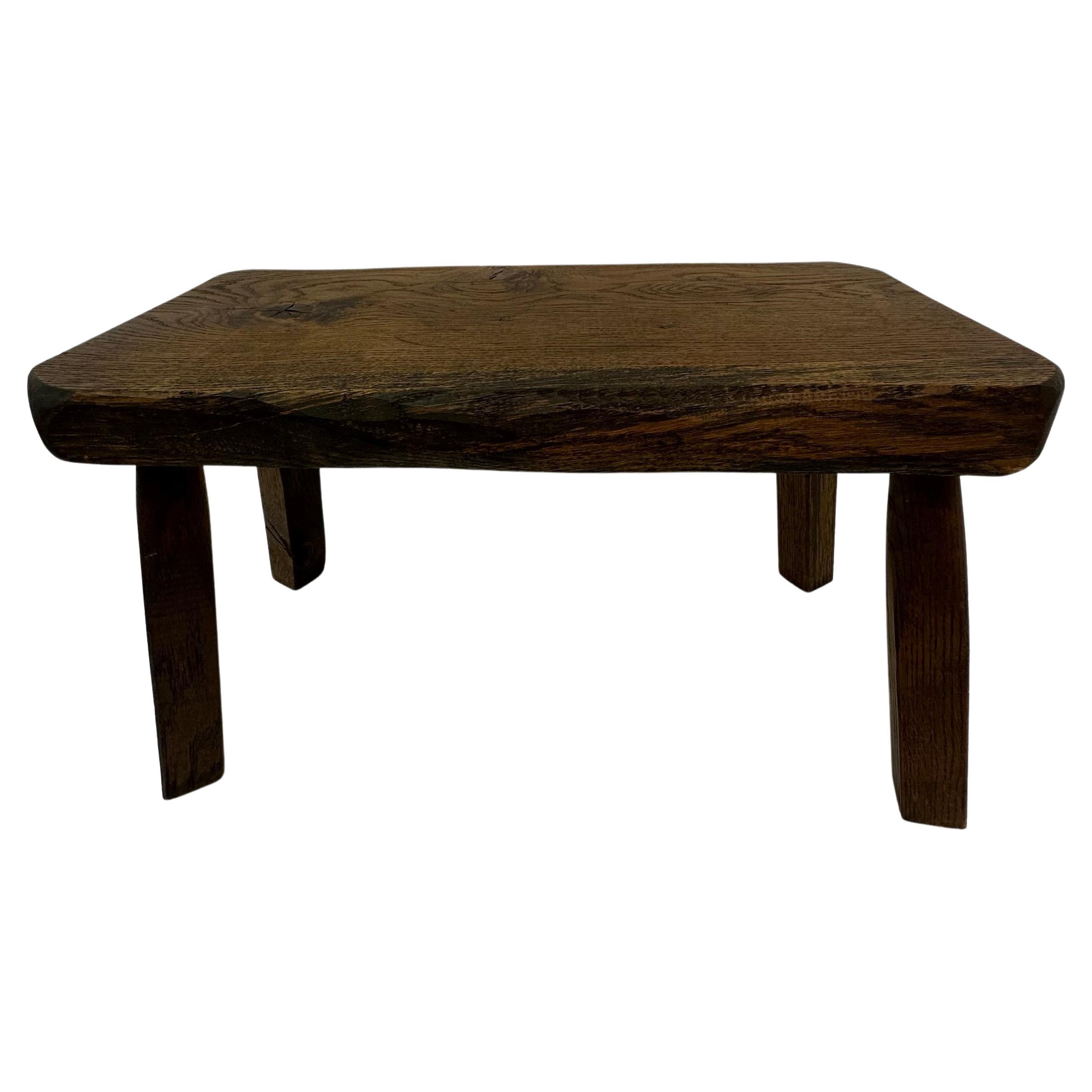 Table d'appoint brutaliste en bois massif, années 1970