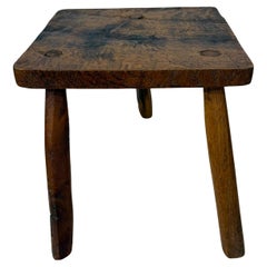 Brutalistischer Beistelltisch aus Massivholz, 1970er Jahre