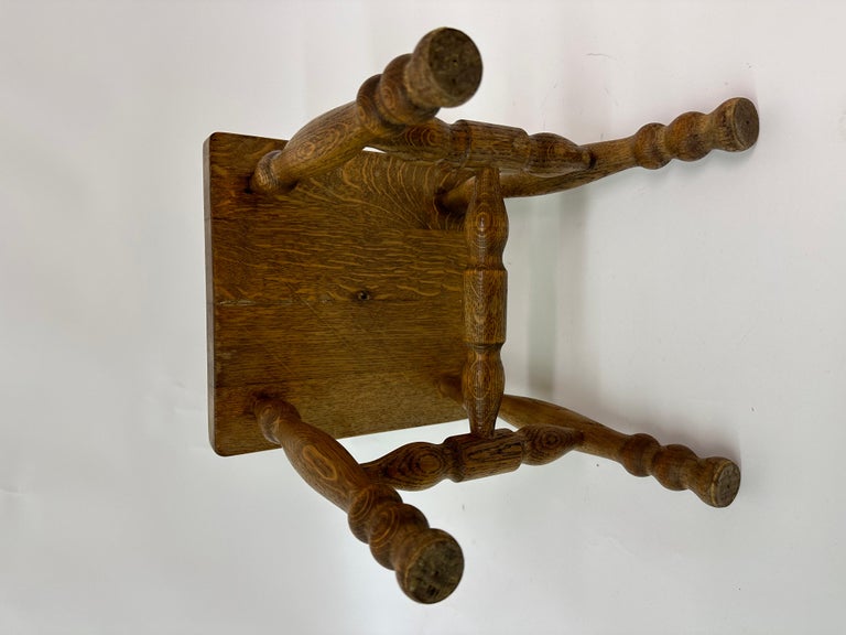 Brutalist Solid Wood Stool, 1970s For Sale at 1stDibs