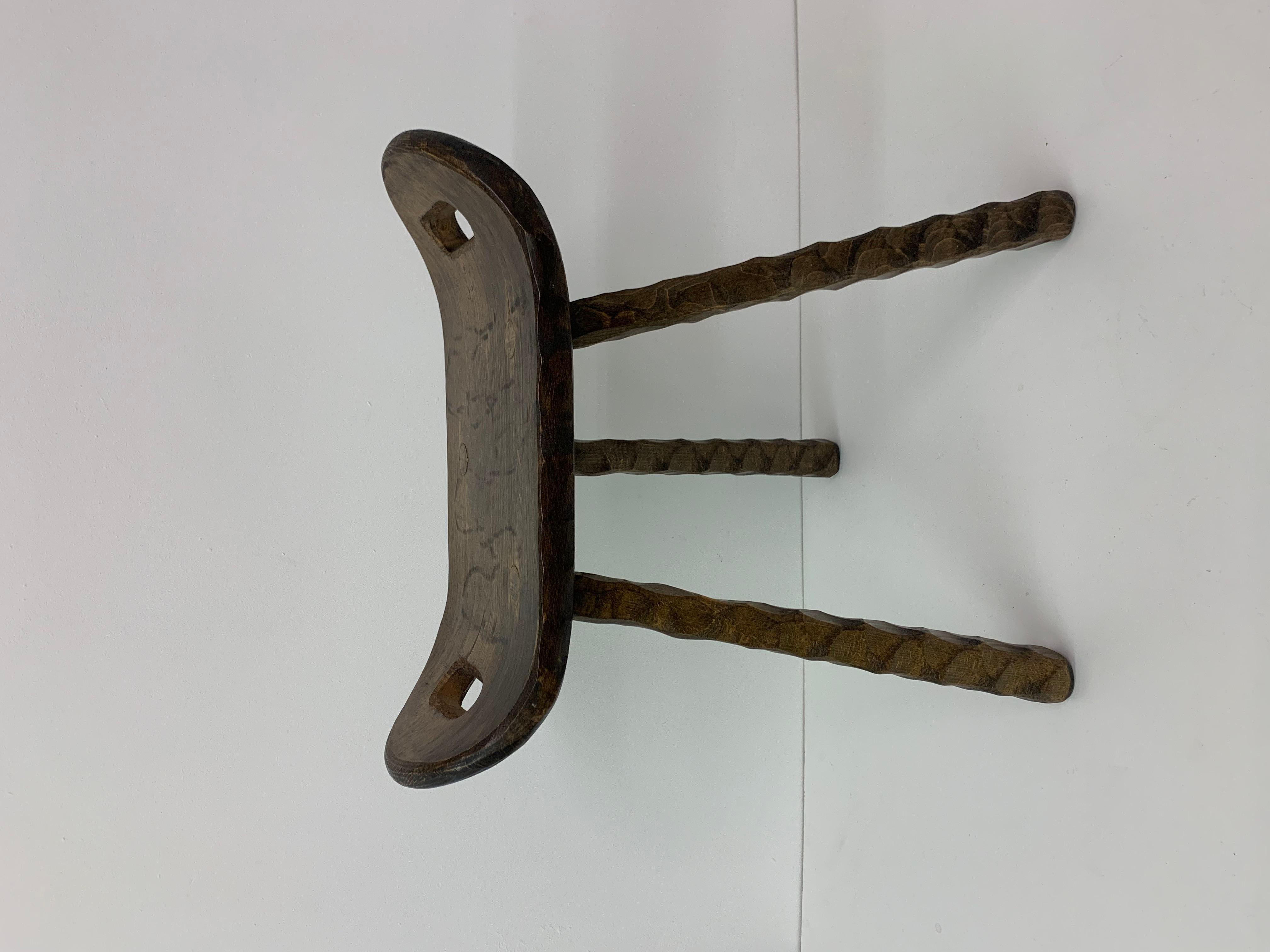 Brutalist solid wood stool , 1970’s 5