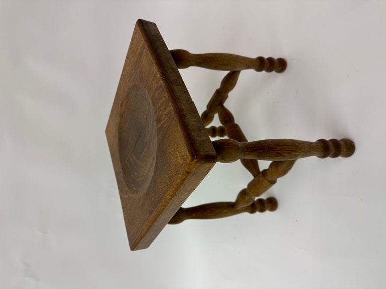 Brutalist Solid Wood Stool, 1970s For Sale at 1stDibs