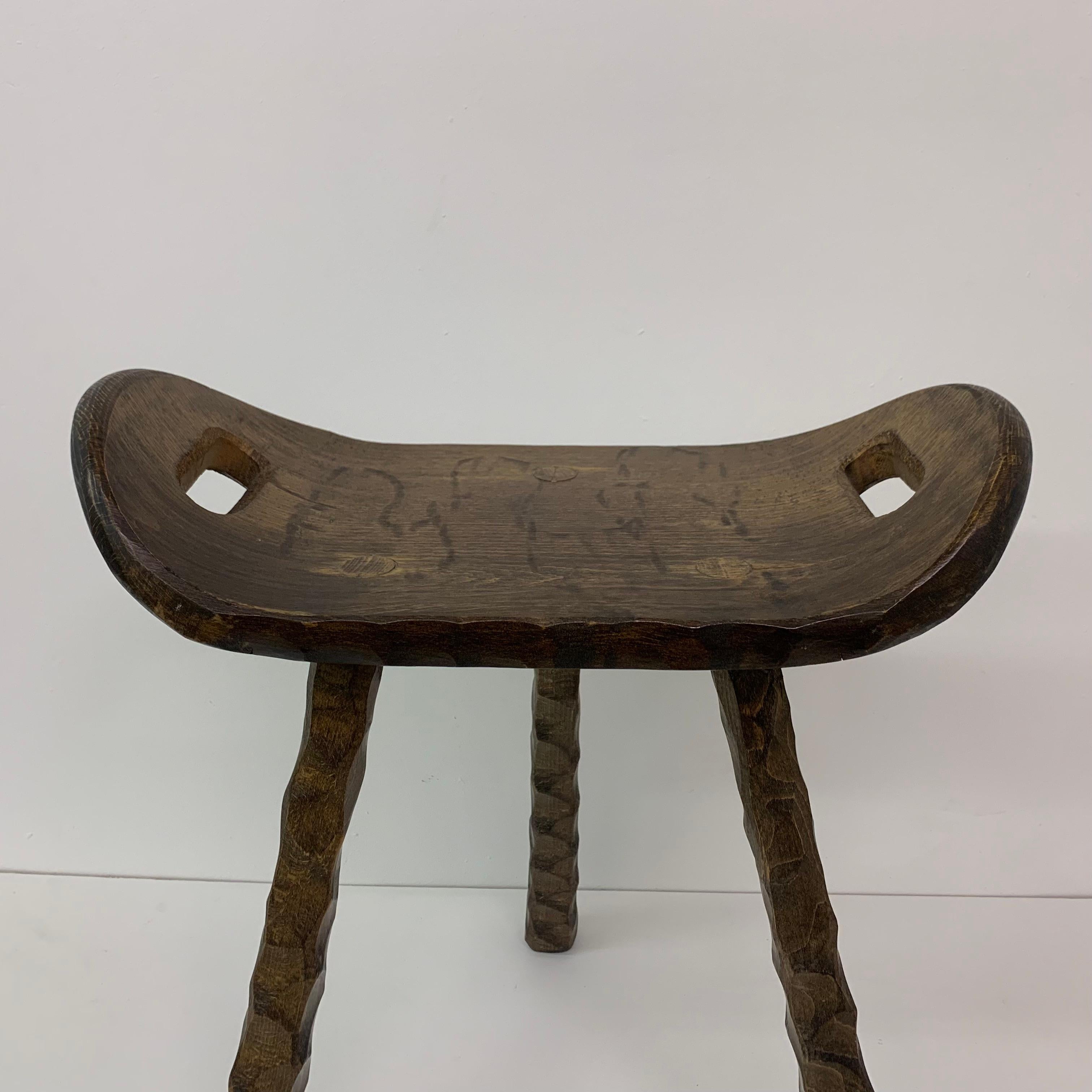 Wood Brutalist solid wood stool , 1970’s