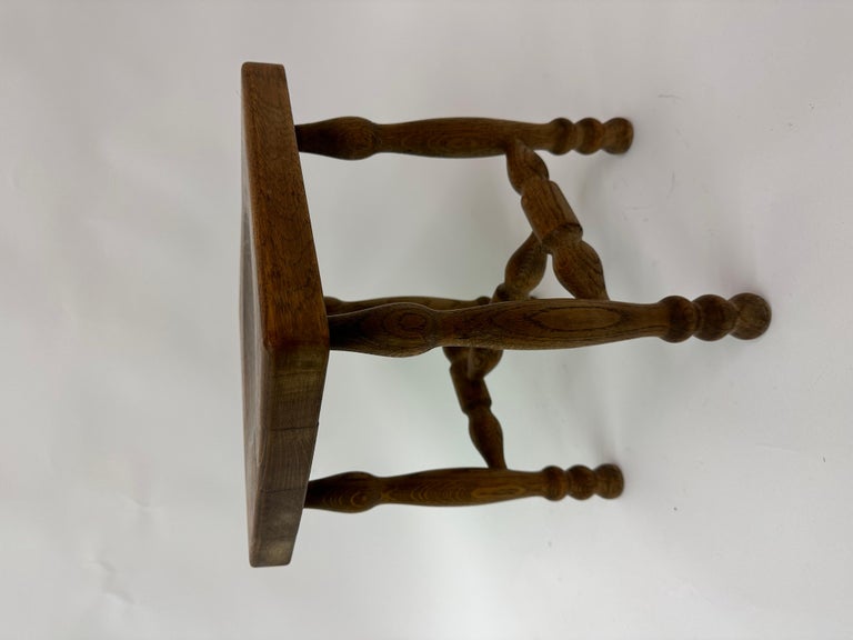 Brutalist Solid Wood Stool, 1970s For Sale at 1stDibs