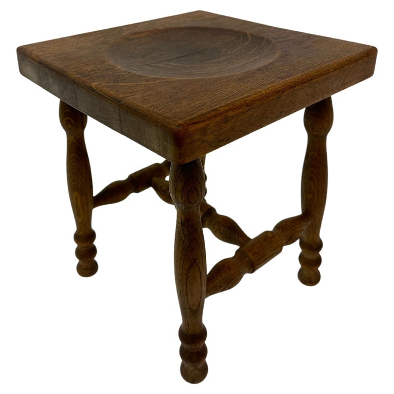 Brutalist Solid Wood Stool, 1970s For Sale at 1stDibs