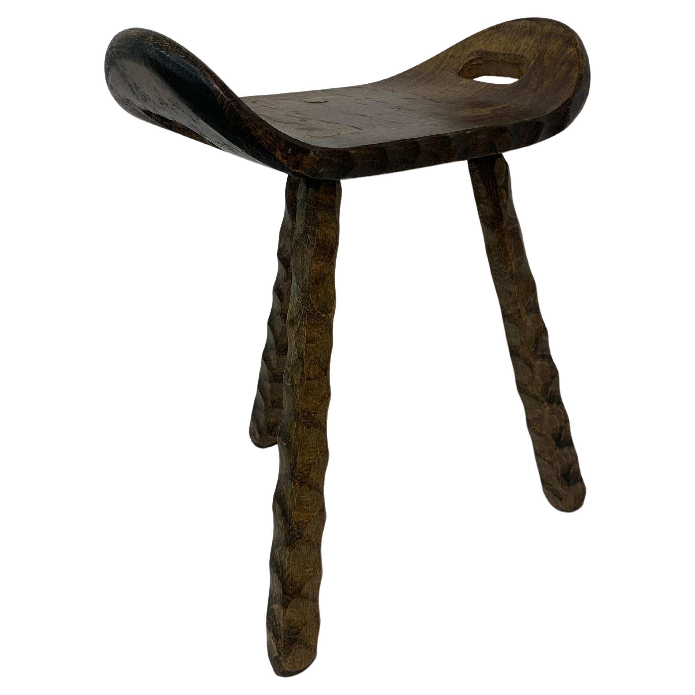 Brutalist solid wood stool , 1970’s