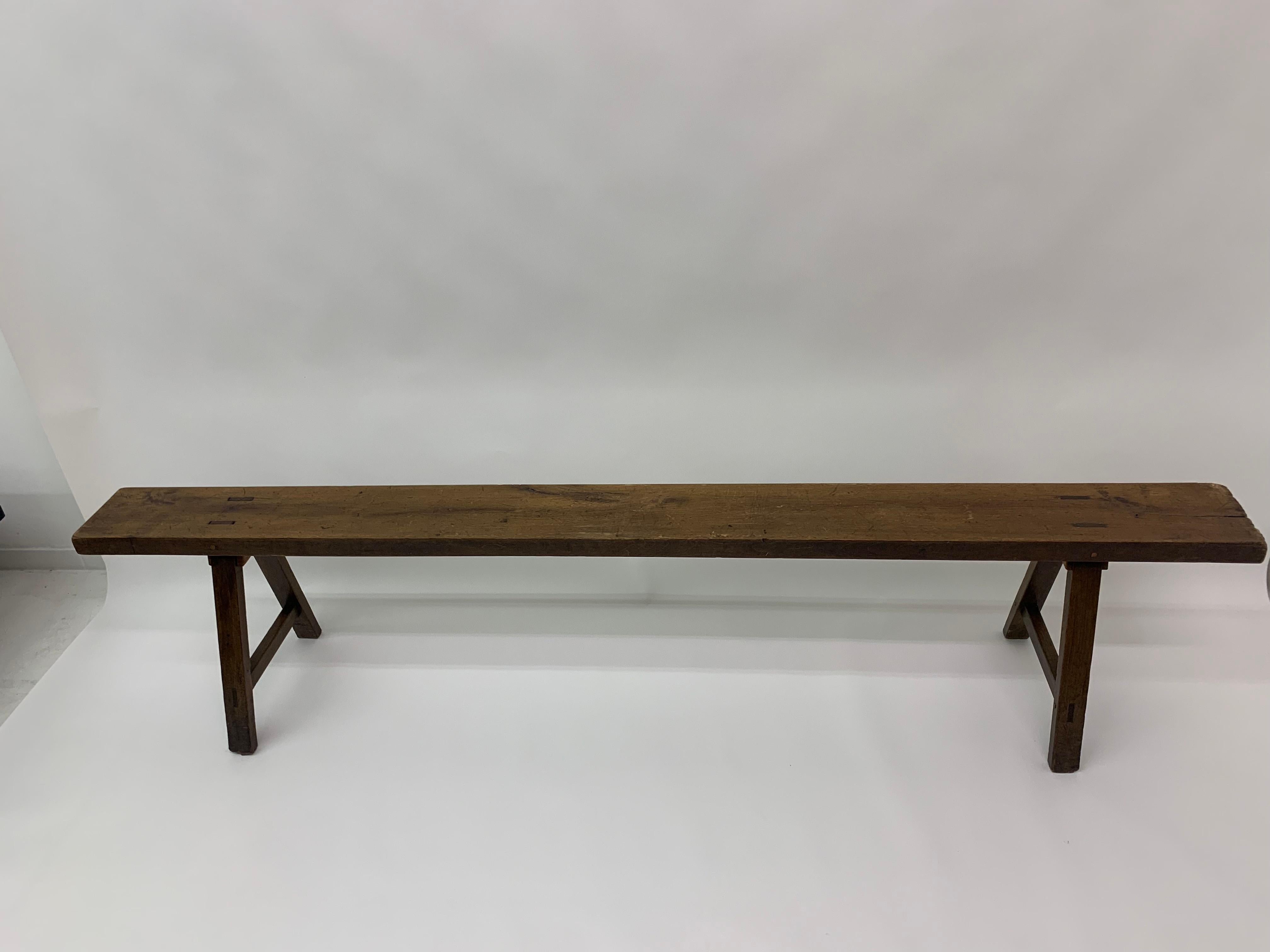 Brutalist Solid Wooden Bench, 1970’s For Sale 11