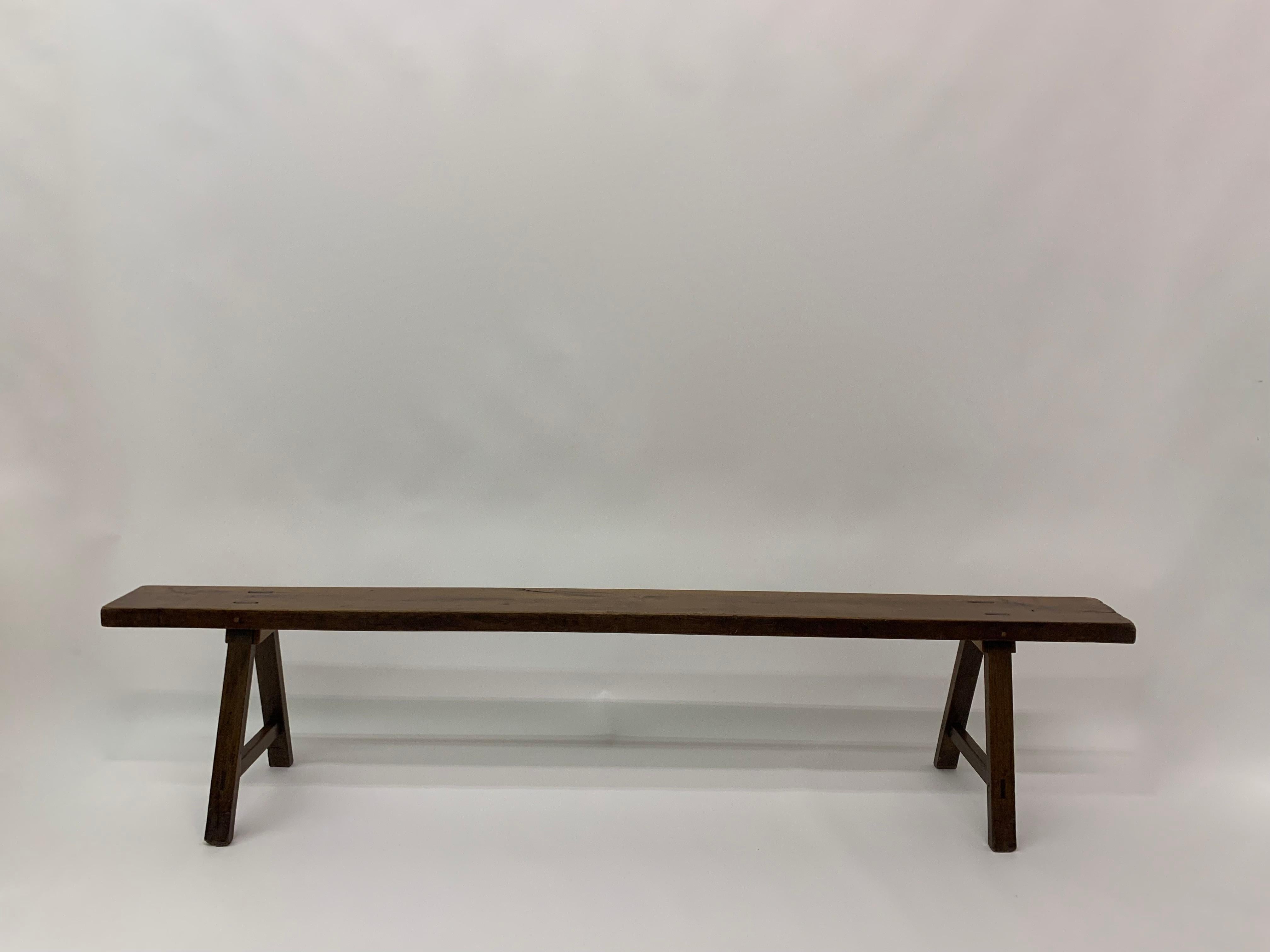 Brutalist Solid Wooden Bench, 1970’s In Good Condition For Sale In Delft, NL