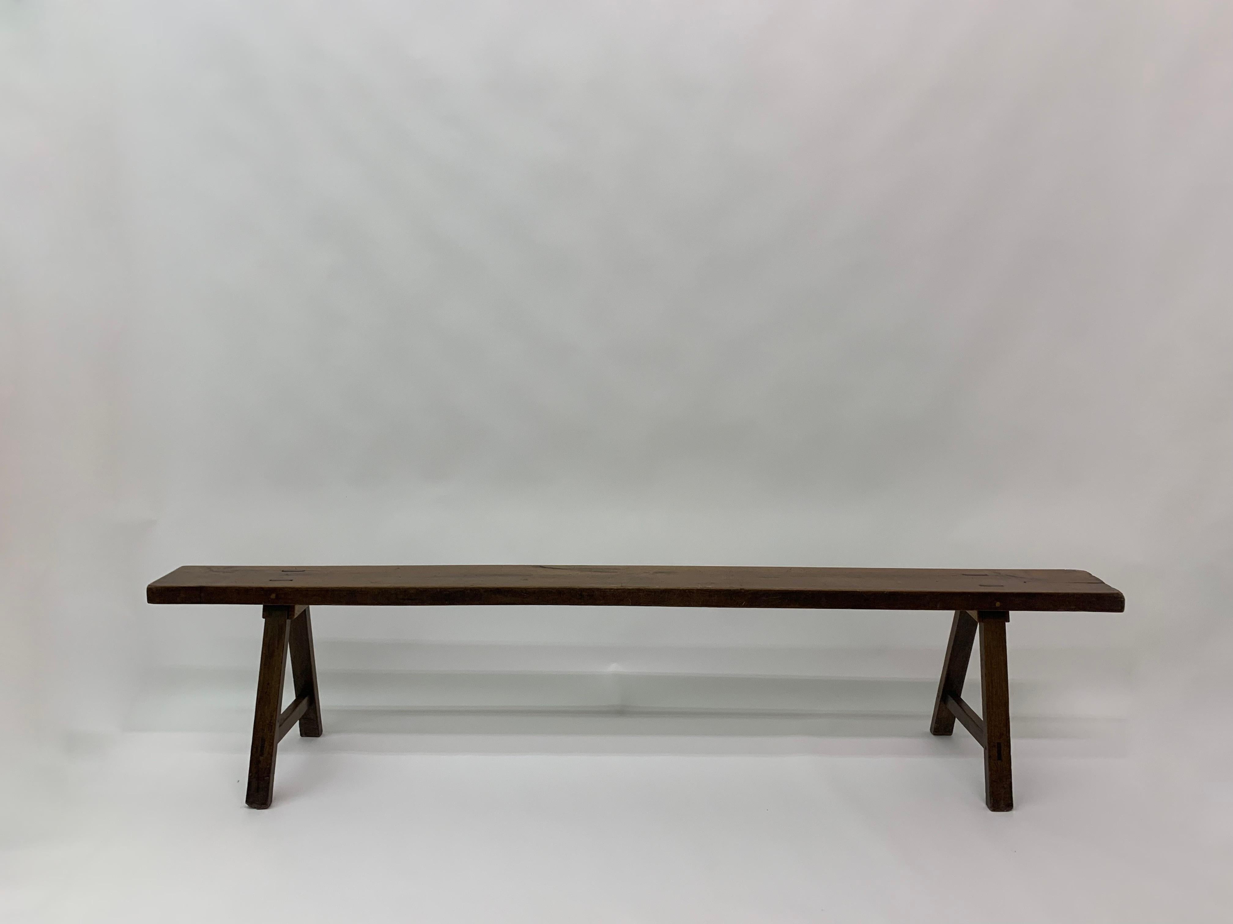 Late 20th Century Brutalist Solid Wooden Bench, 1970’s For Sale