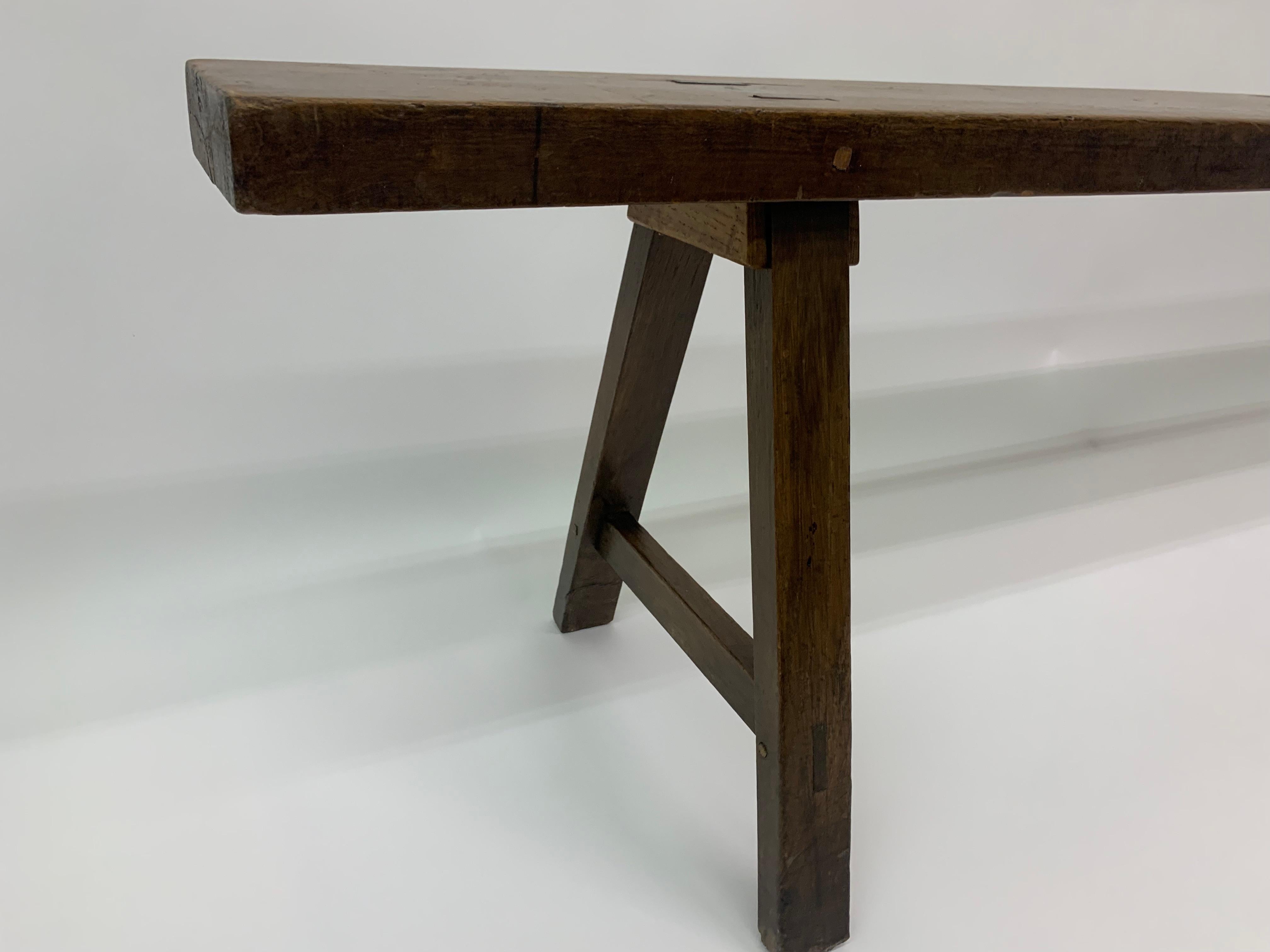 Brutalist Solid Wooden Bench, 1970’s For Sale 4