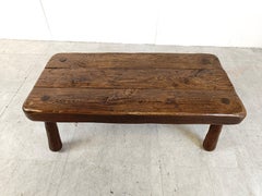 Brutalist solid wooden coffee table, 1960s