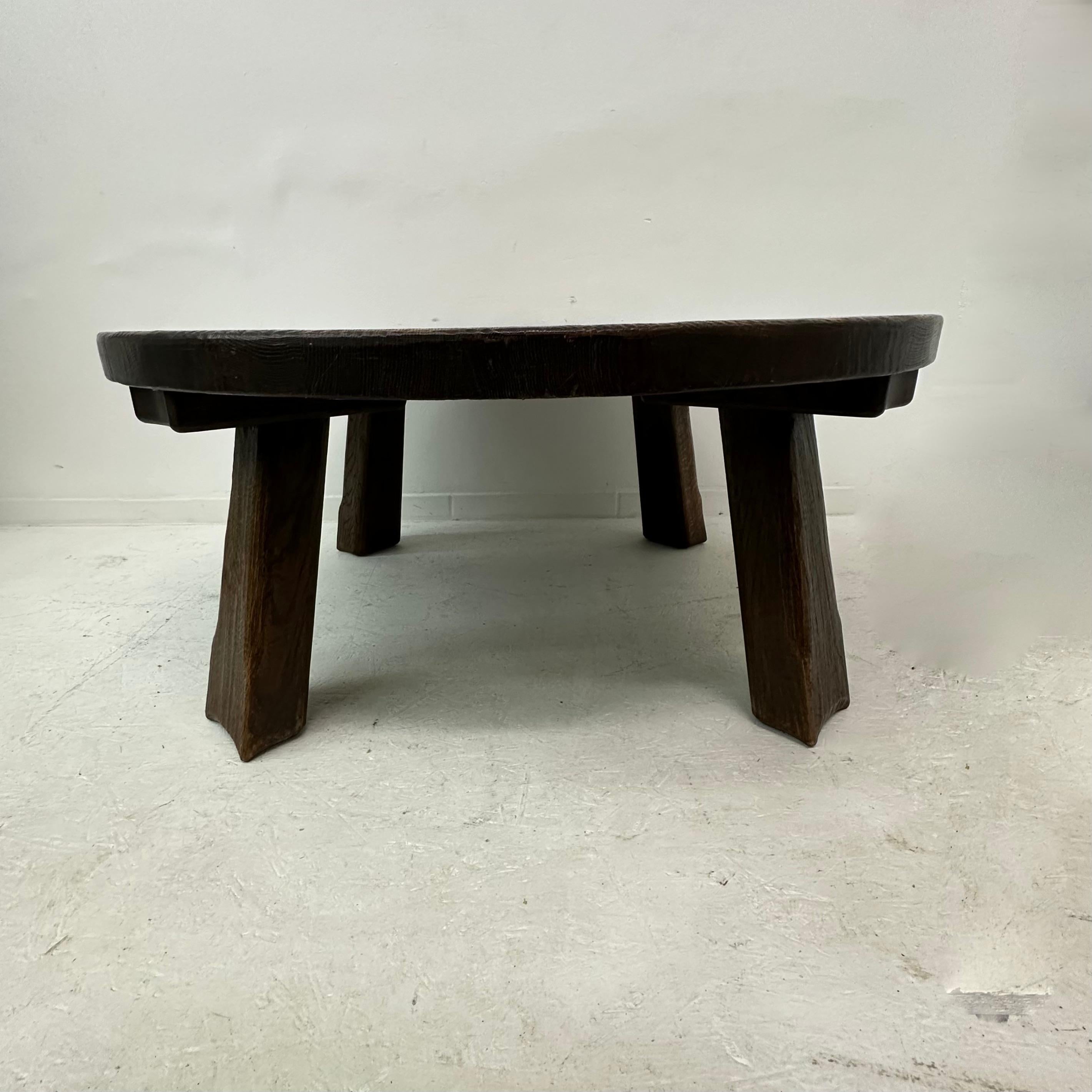 Brutalist solid wooden Coffee table , 1970’s For Sale 6