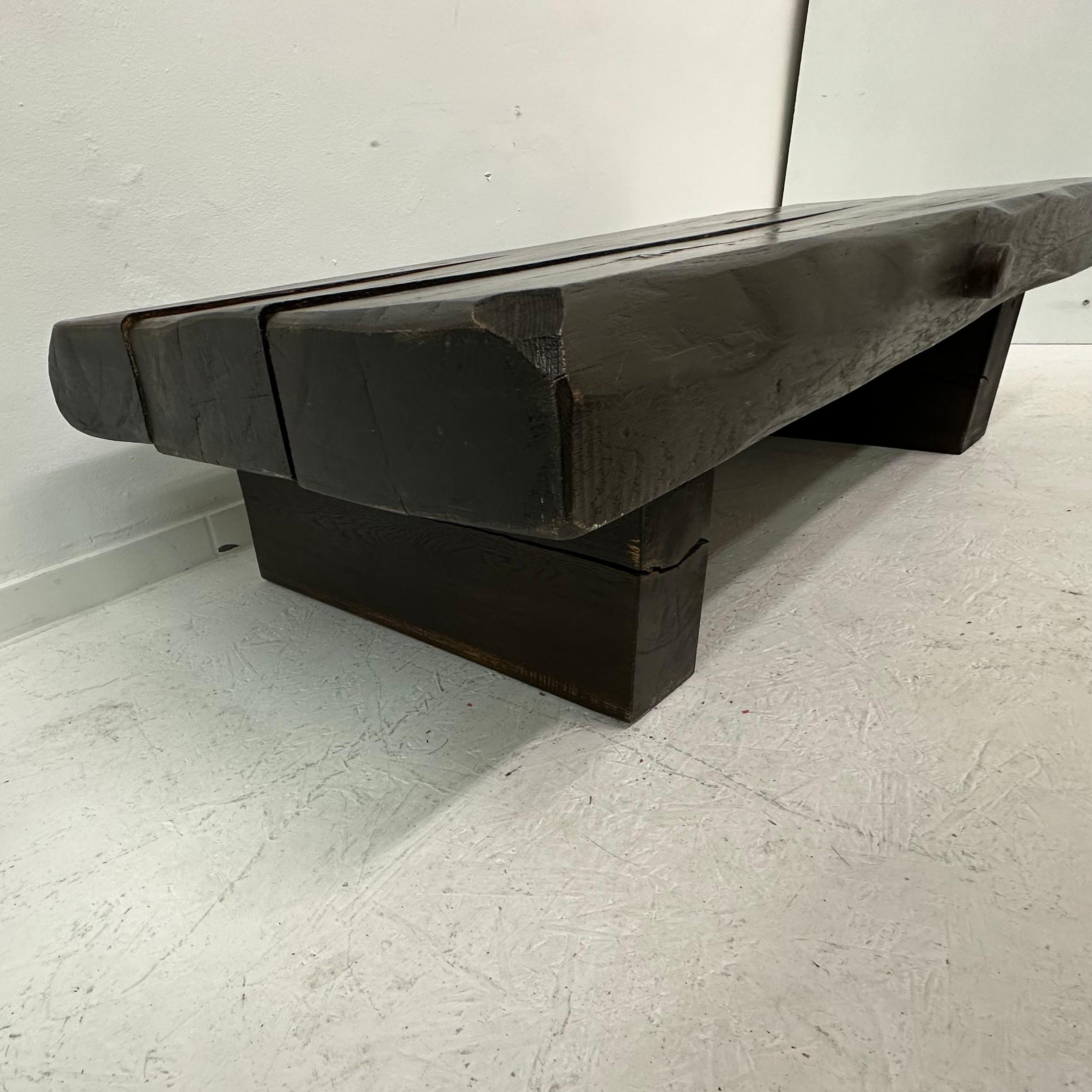 Brutalist solid wooden coffee table , 1970's For Sale 5