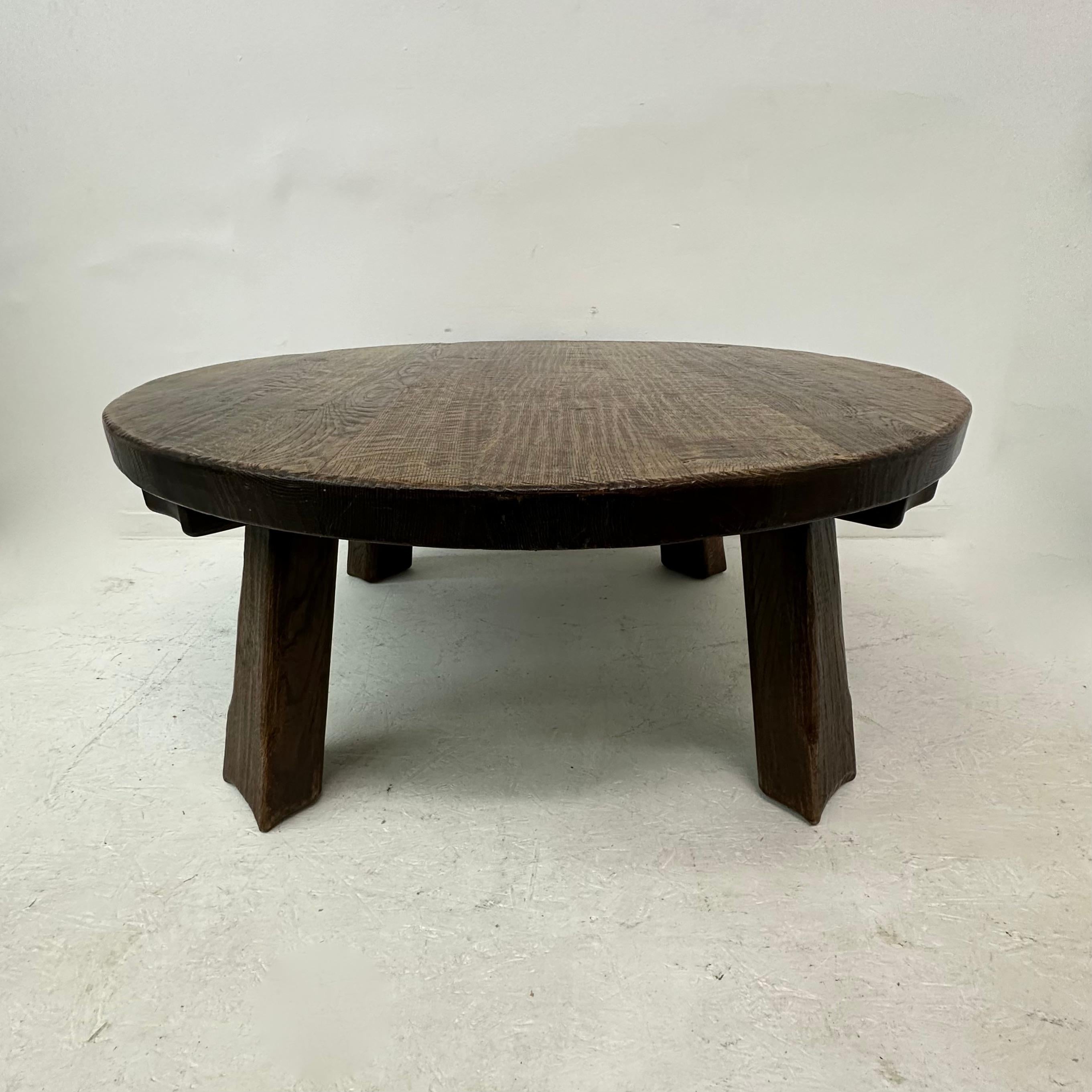 Brutalist solid wooden Coffee table , 1970’s For Sale 8
