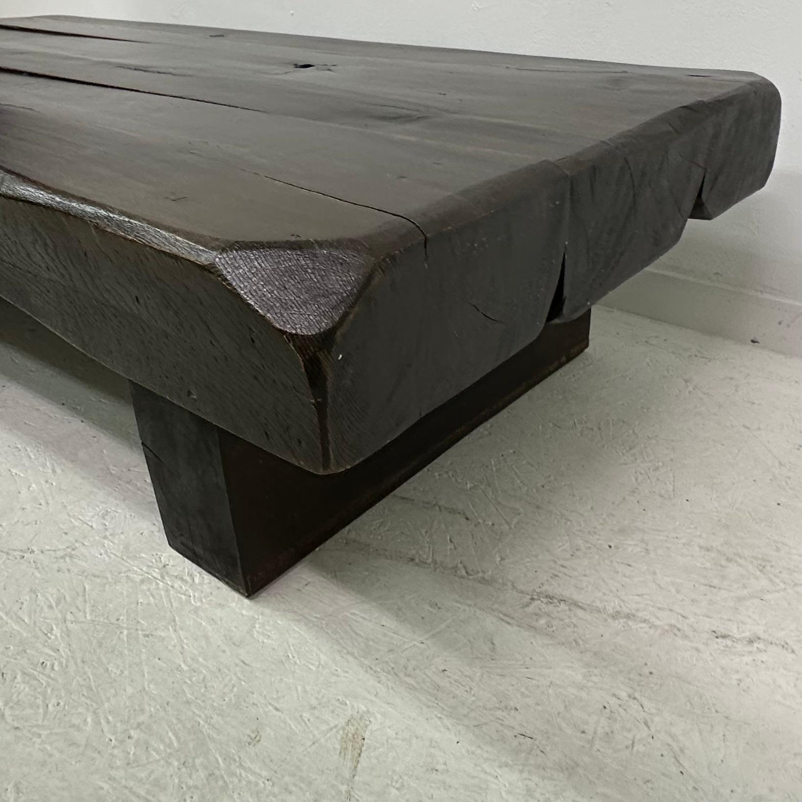 Brutalist solid wooden coffee table , 1970's For Sale 7