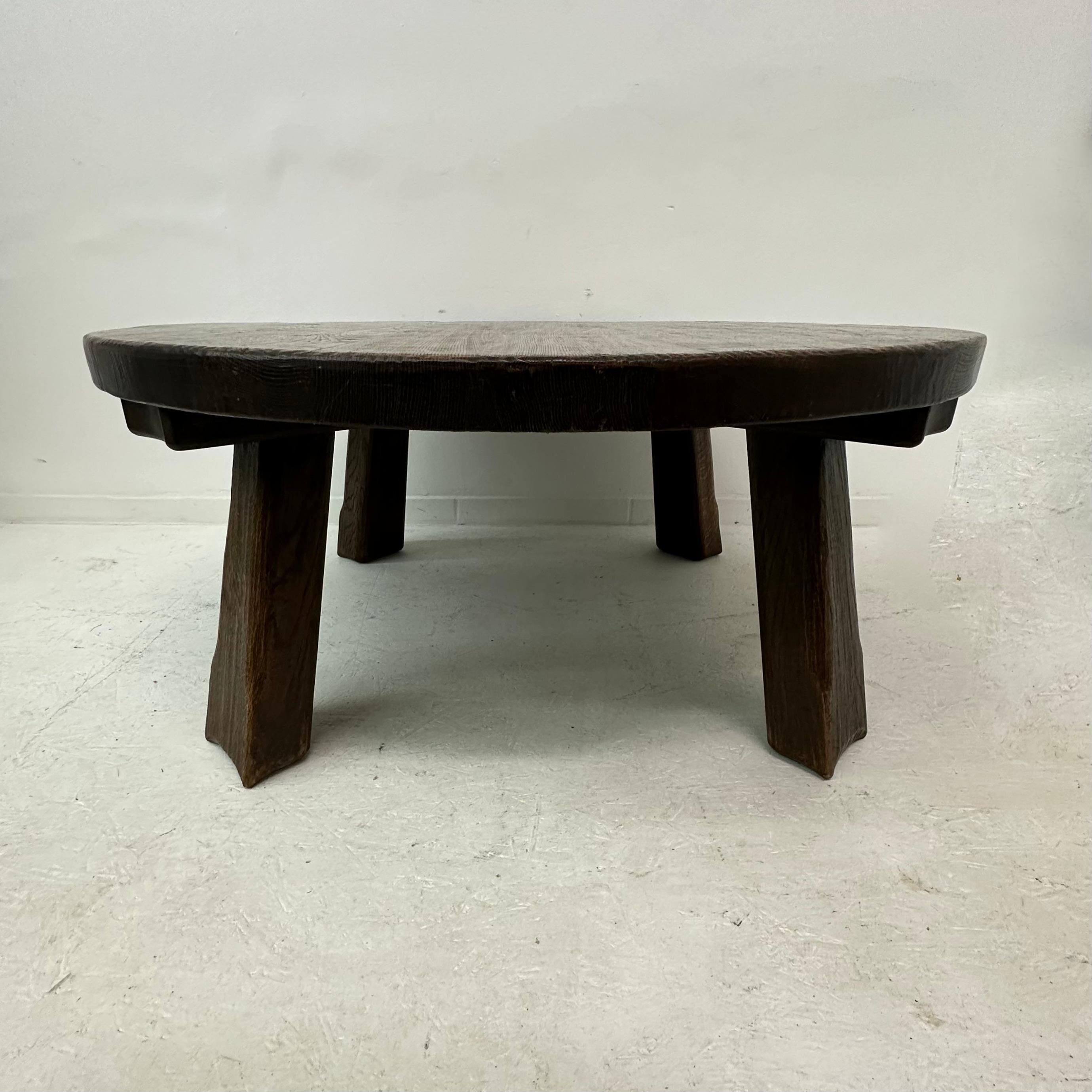 Brutalist solid wooden Coffee table , 1970’s For Sale 9