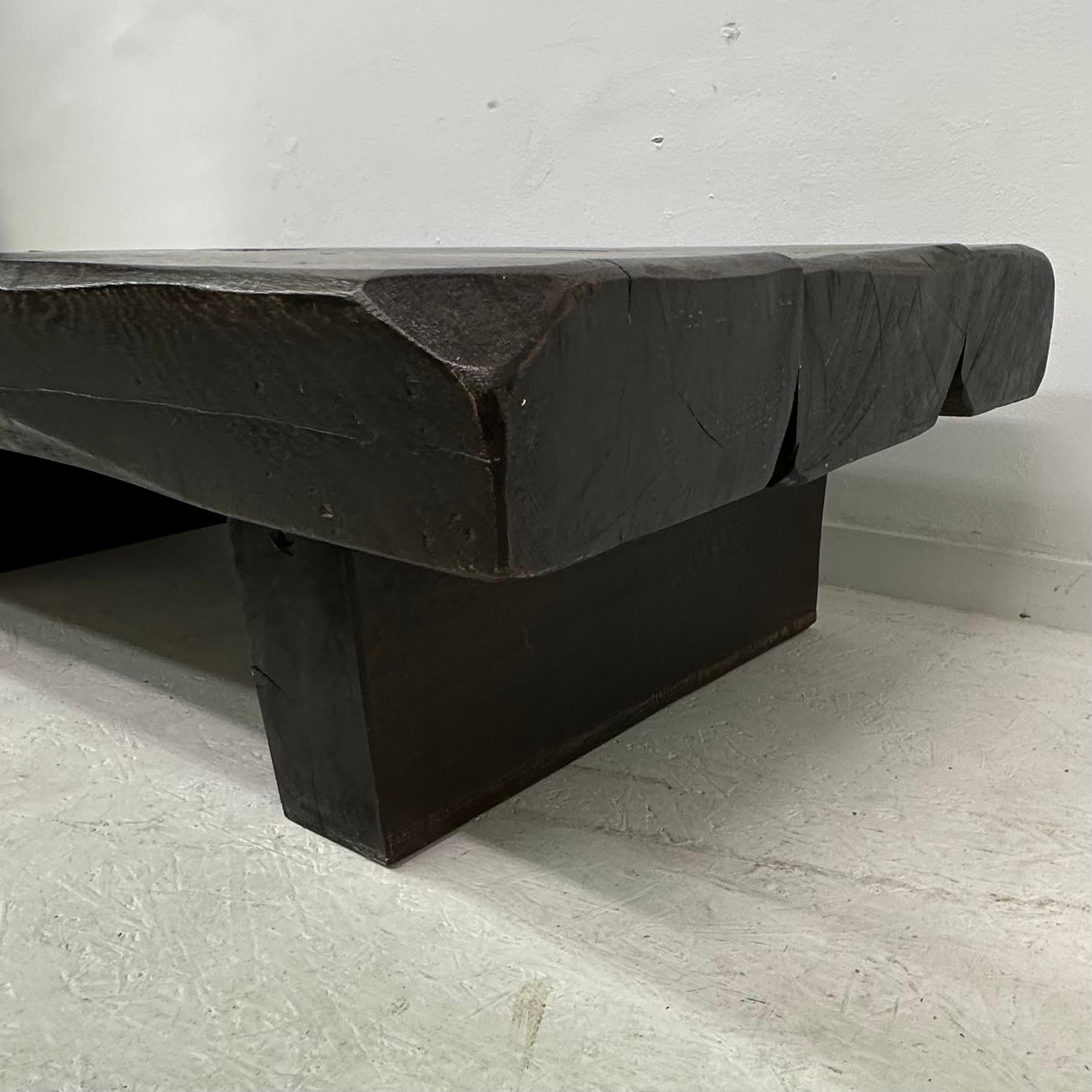 Brutalist solid wooden coffee table , 1970's For Sale 8