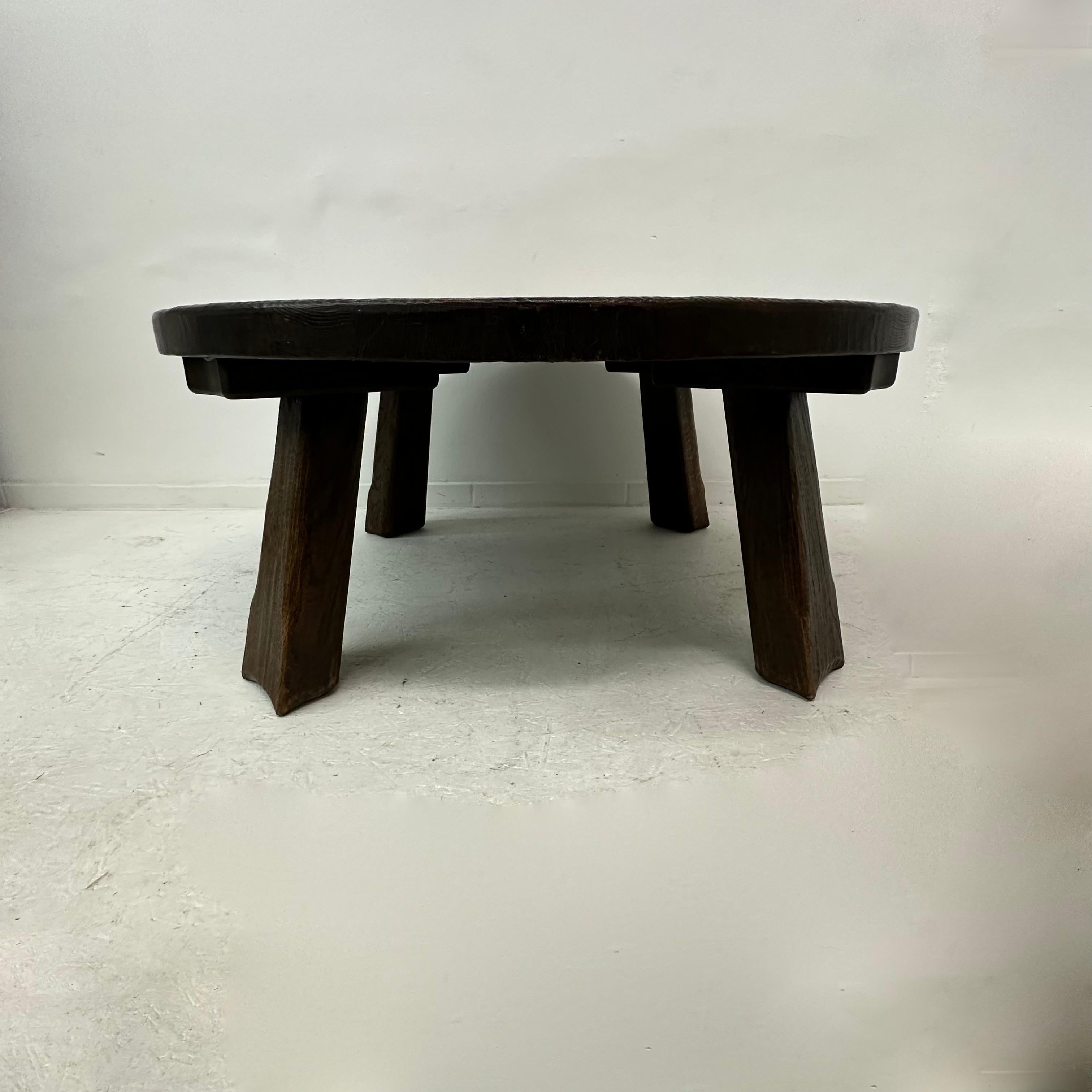 Brutalist solid wooden Coffee table , 1970’s For Sale 10