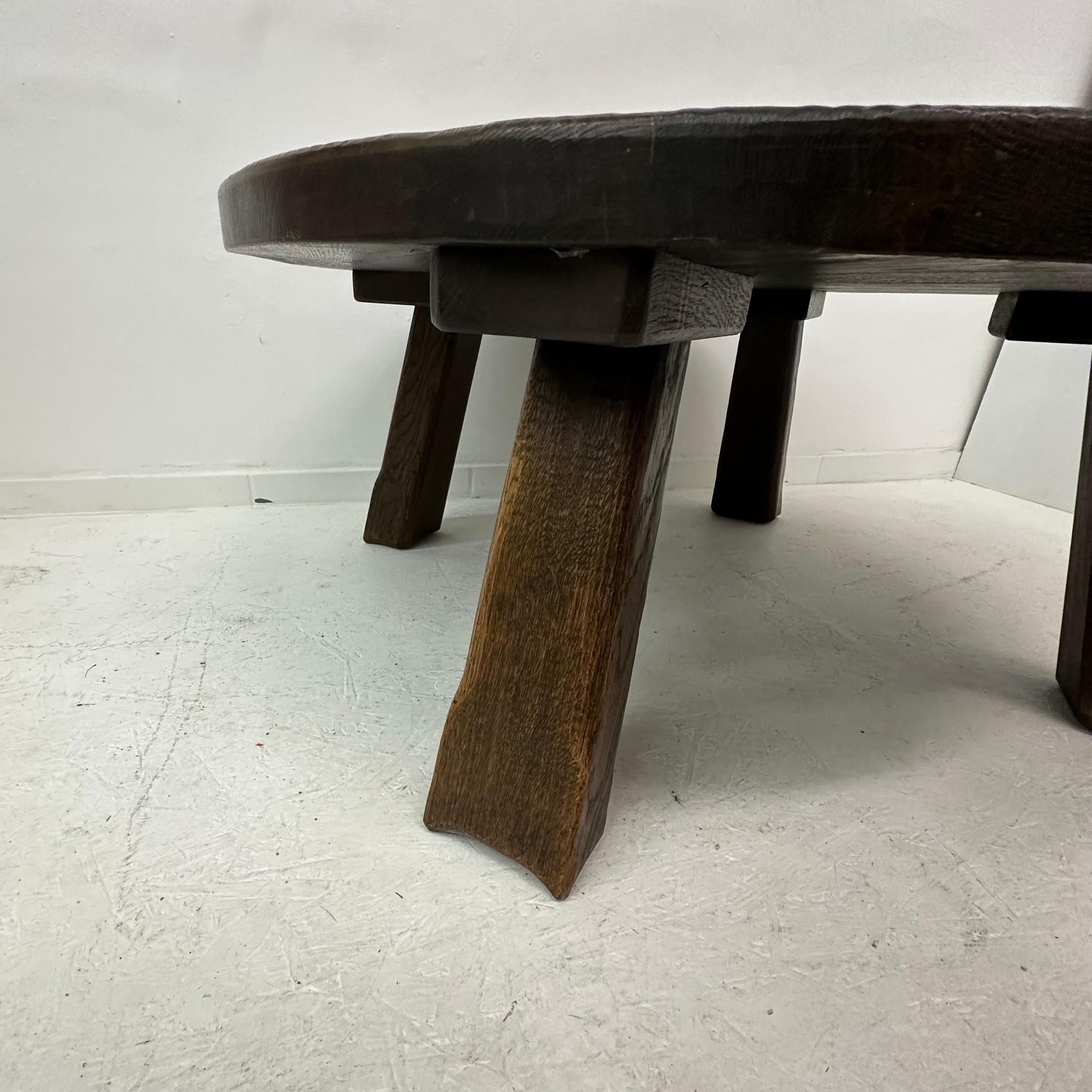 Brutalist solid wooden Coffee table , 1970’s For Sale 11