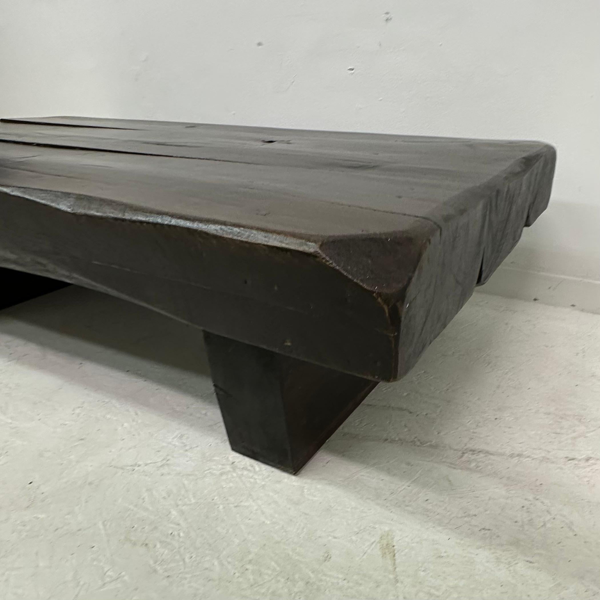 Brutalist solid wooden coffee table , 1970's For Sale 10