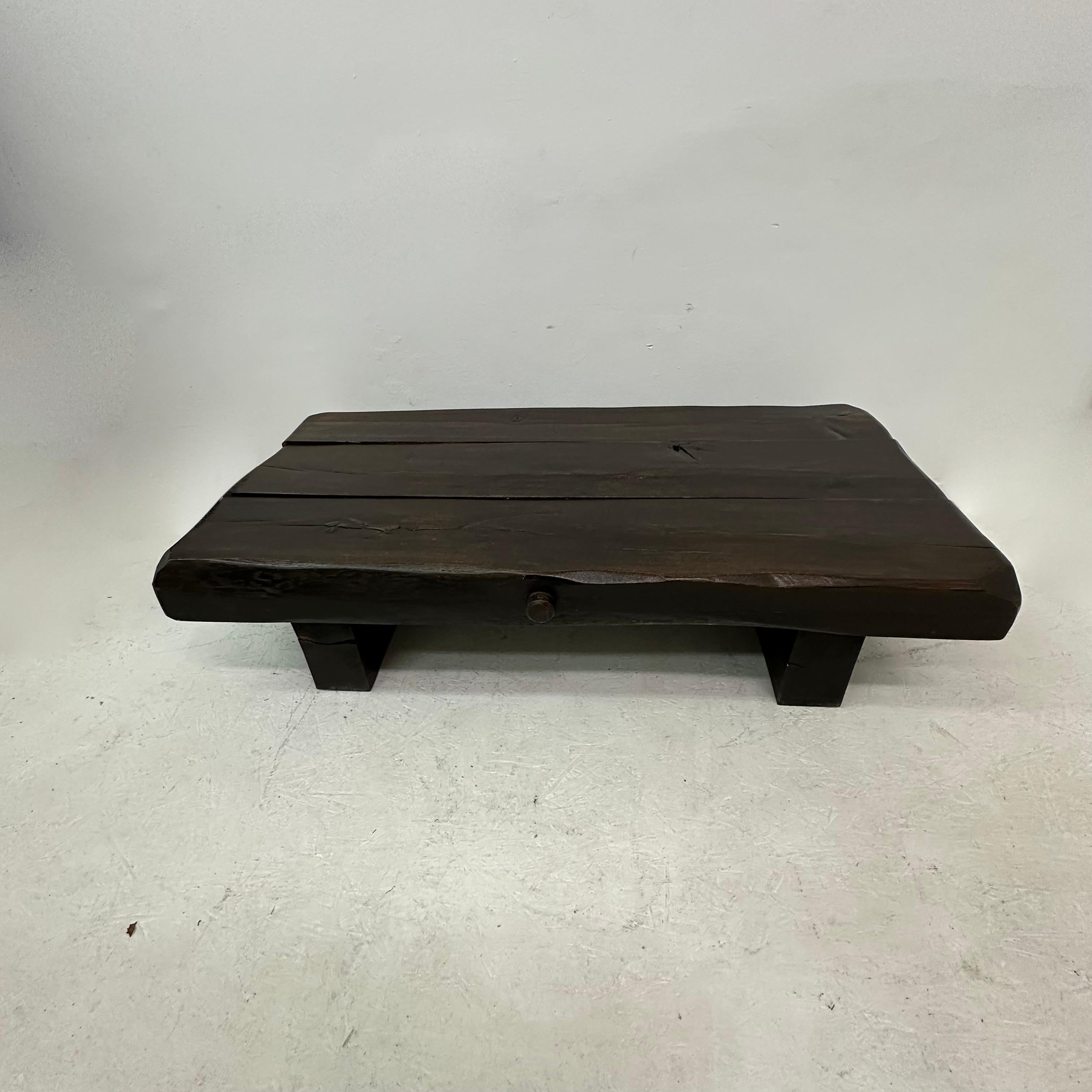 Brutalist solid wooden coffee table , 1970's For Sale 13