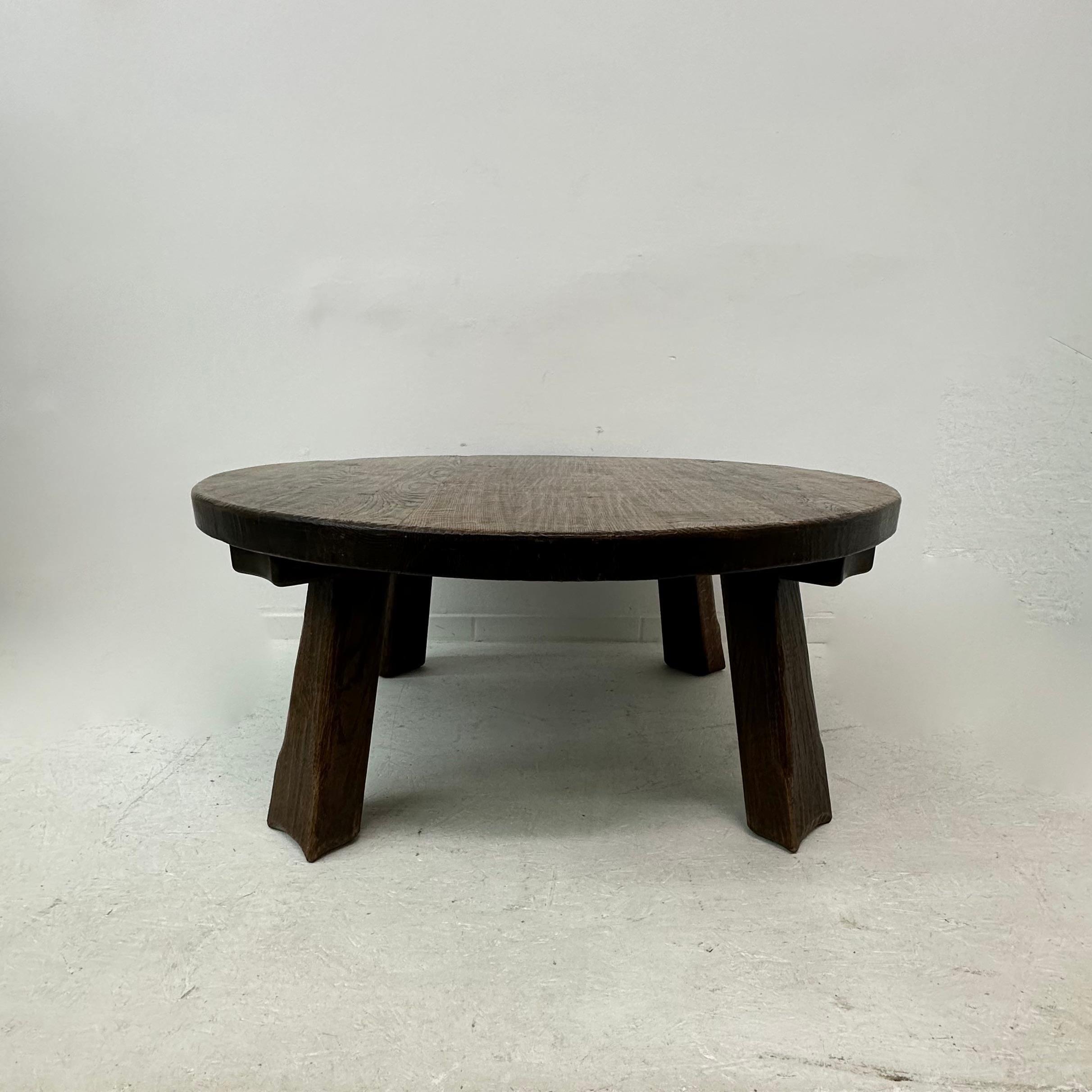 Late 20th Century Brutalist solid wooden Coffee table , 1970’s For Sale
