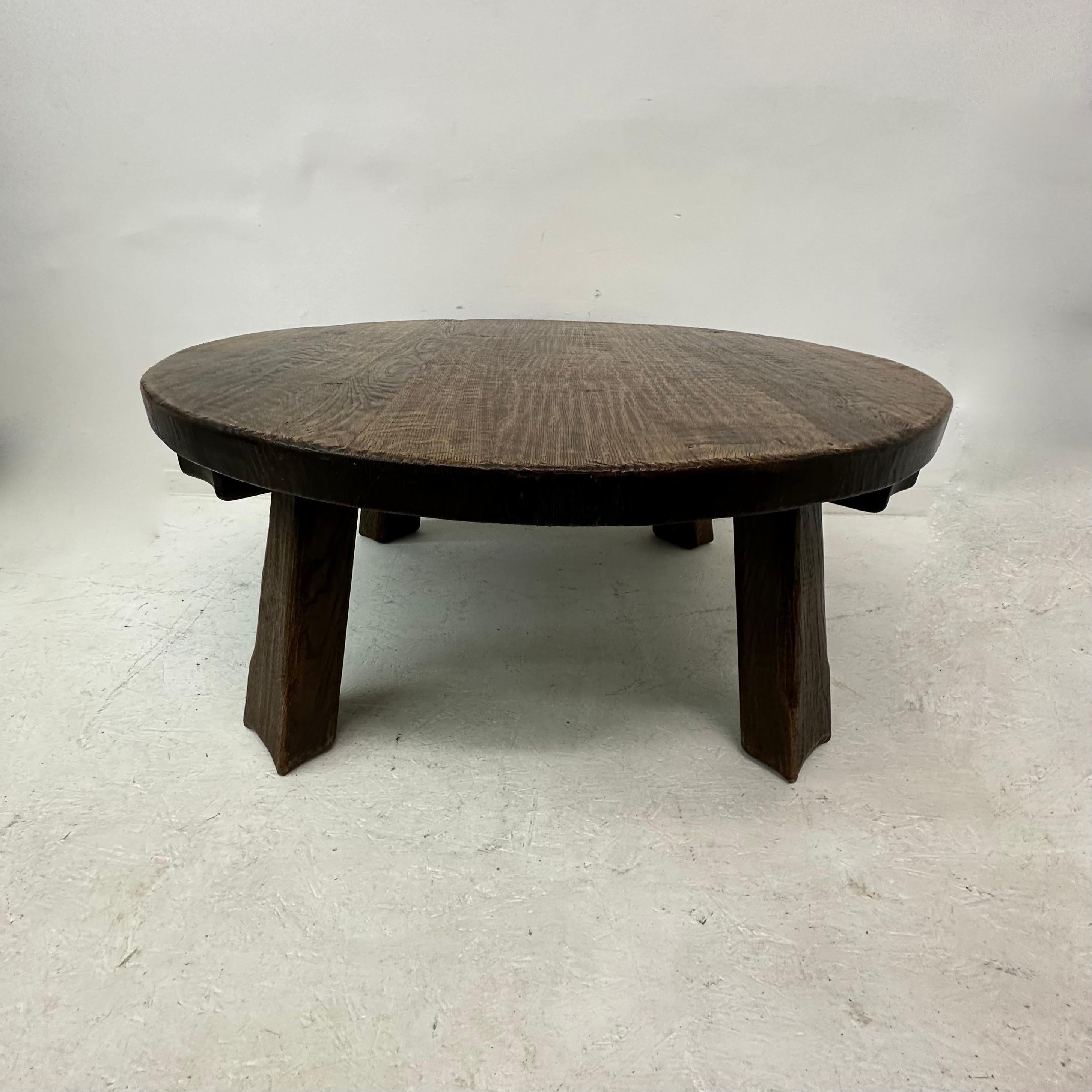 Oak Brutalist solid wooden Coffee table , 1970’s For Sale