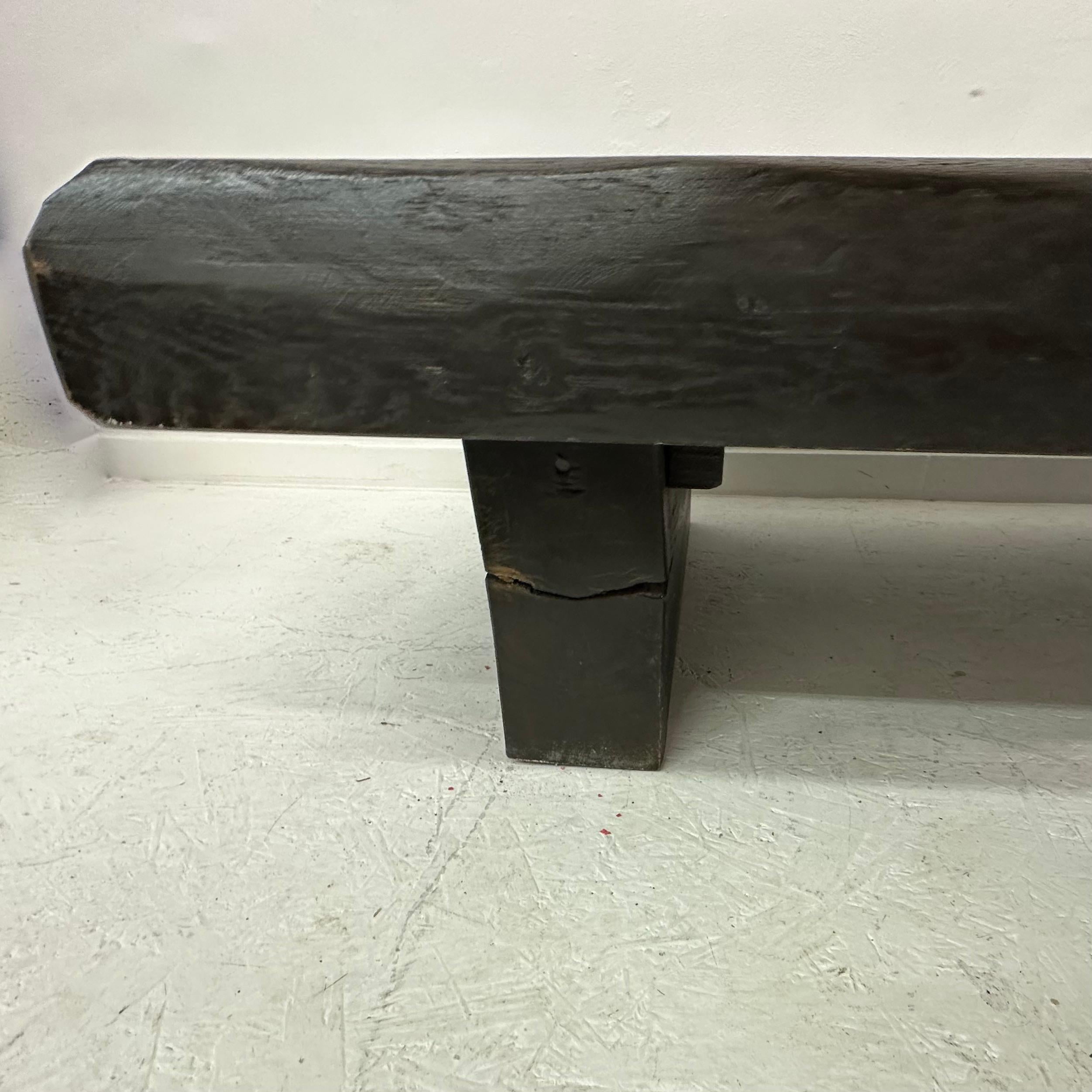 Wood Brutalist solid wooden coffee table , 1970's For Sale