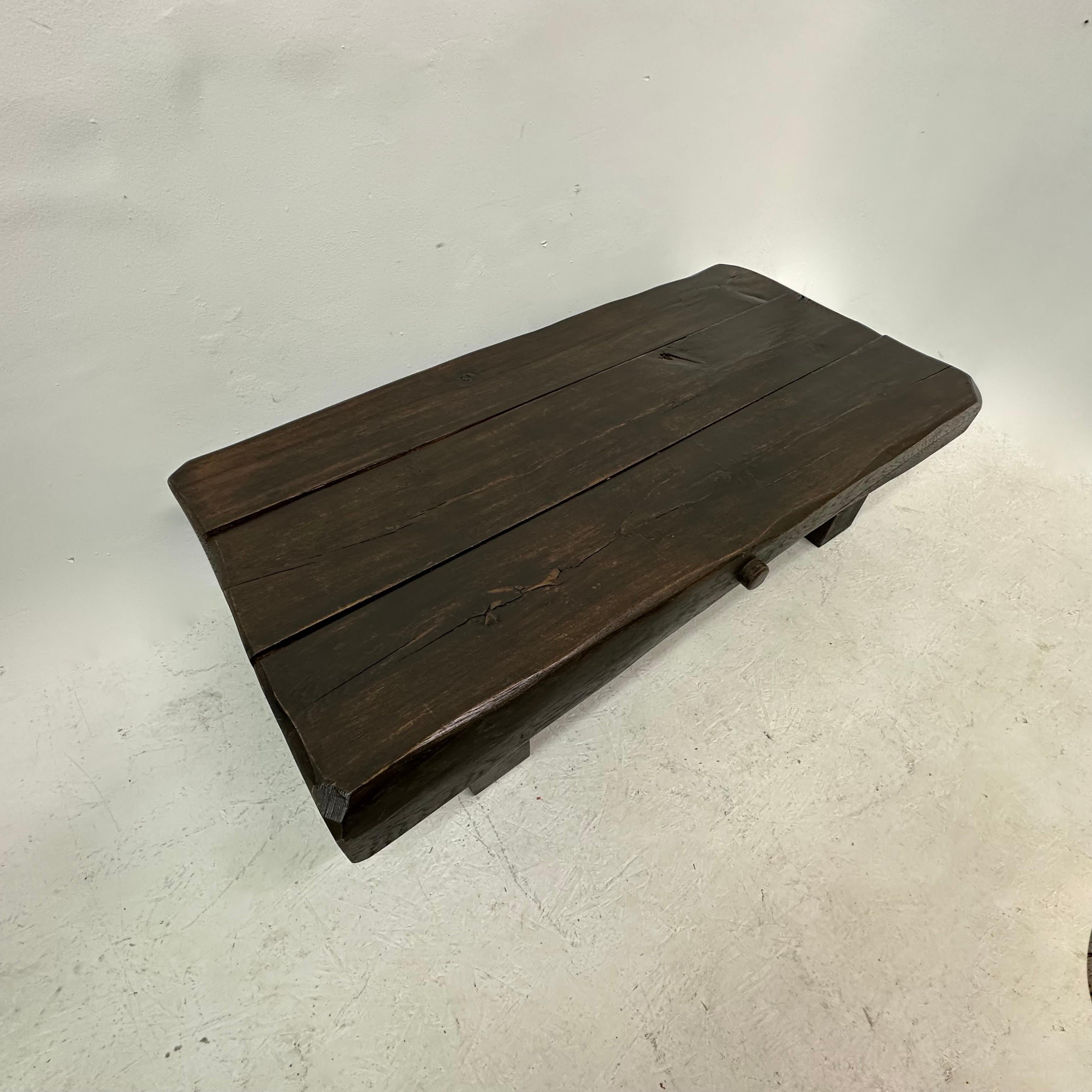 Brutalist solid wooden coffee table , 1970's For Sale 1
