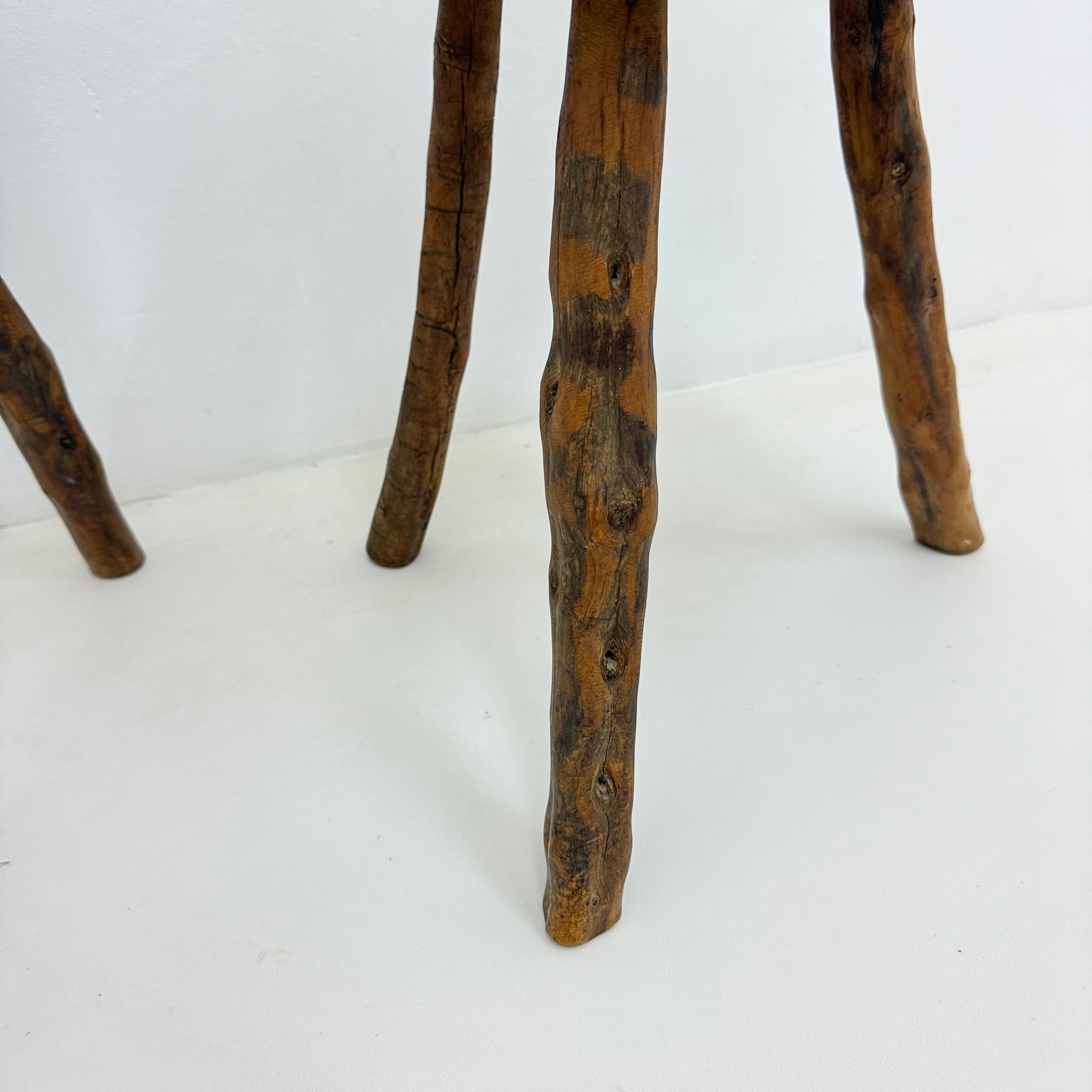 Brutalist solid wooden side table , 1970s For Sale 6