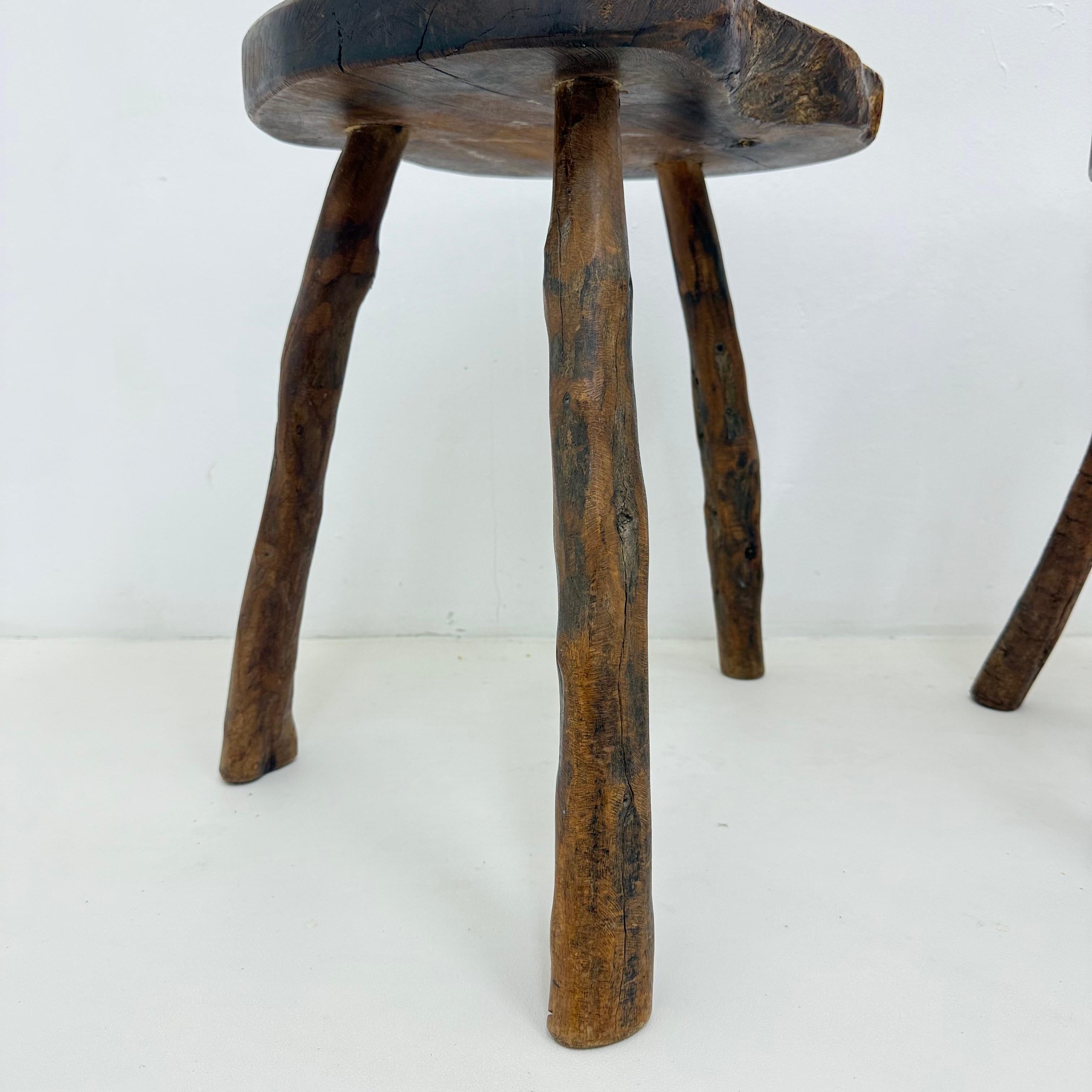 Brutalist solid wooden side table , 1970s For Sale 7