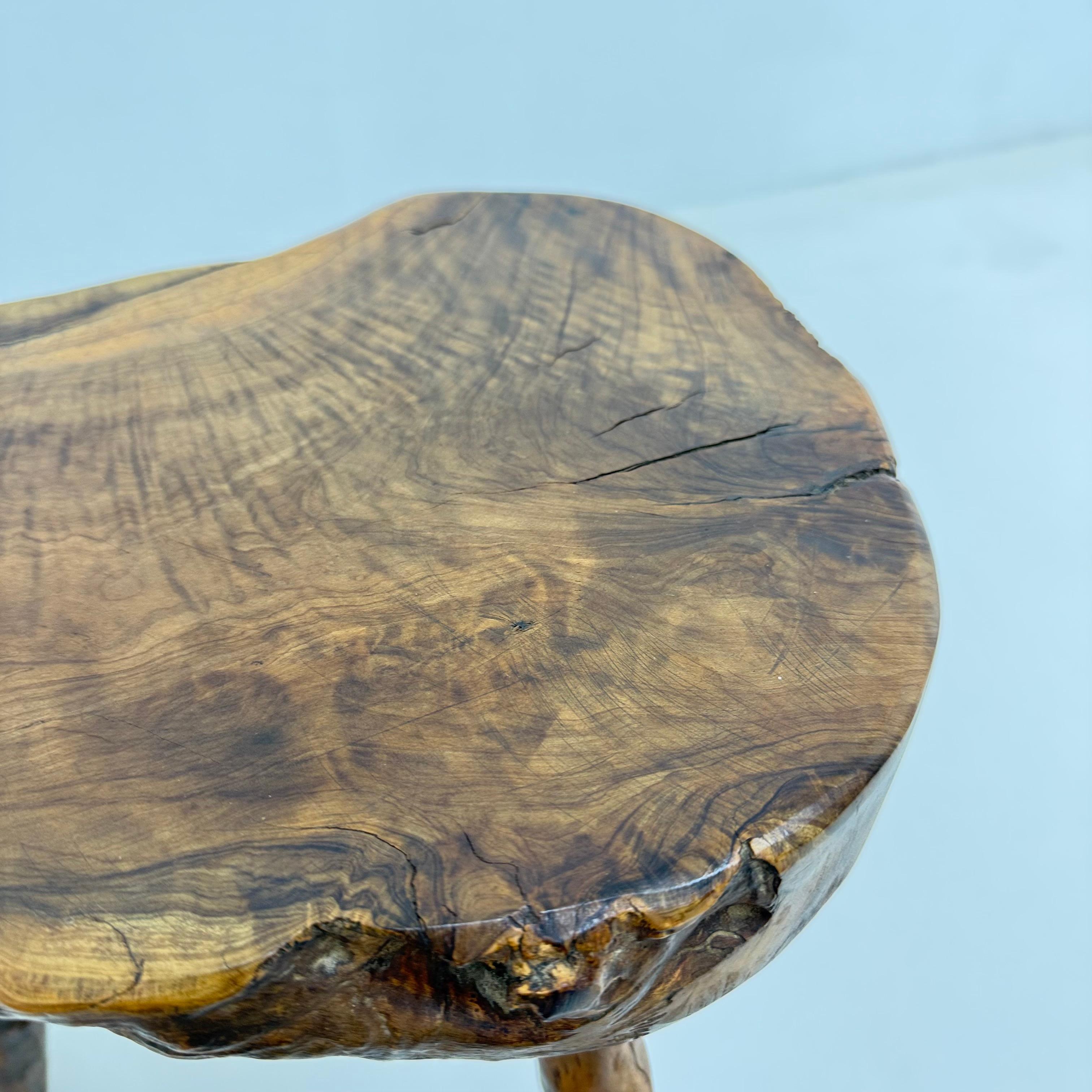 Brutalist solid wooden side table , 1970s For Sale 12