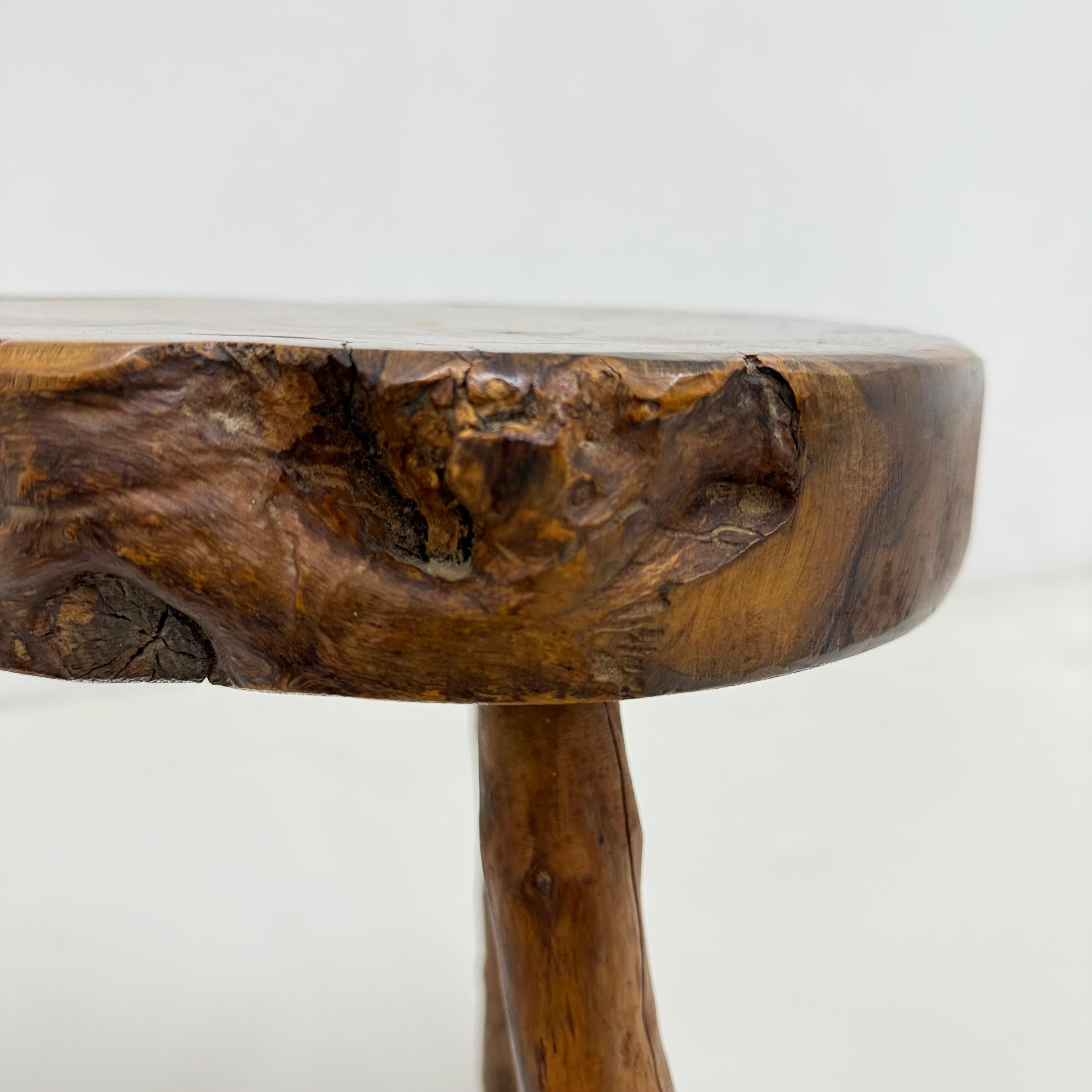 Brutalist solid wooden side table , 1970s For Sale 14