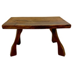 Brutalist solid wooden side table , 1970’s