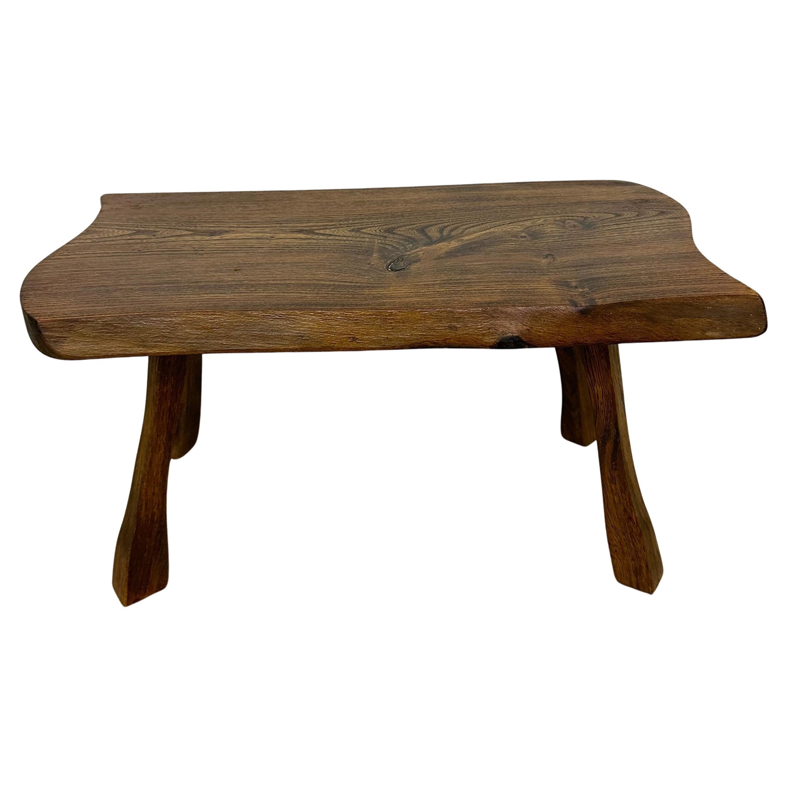 Brutalist solid wooden side table , 1970’s For Sale at 1stDibs