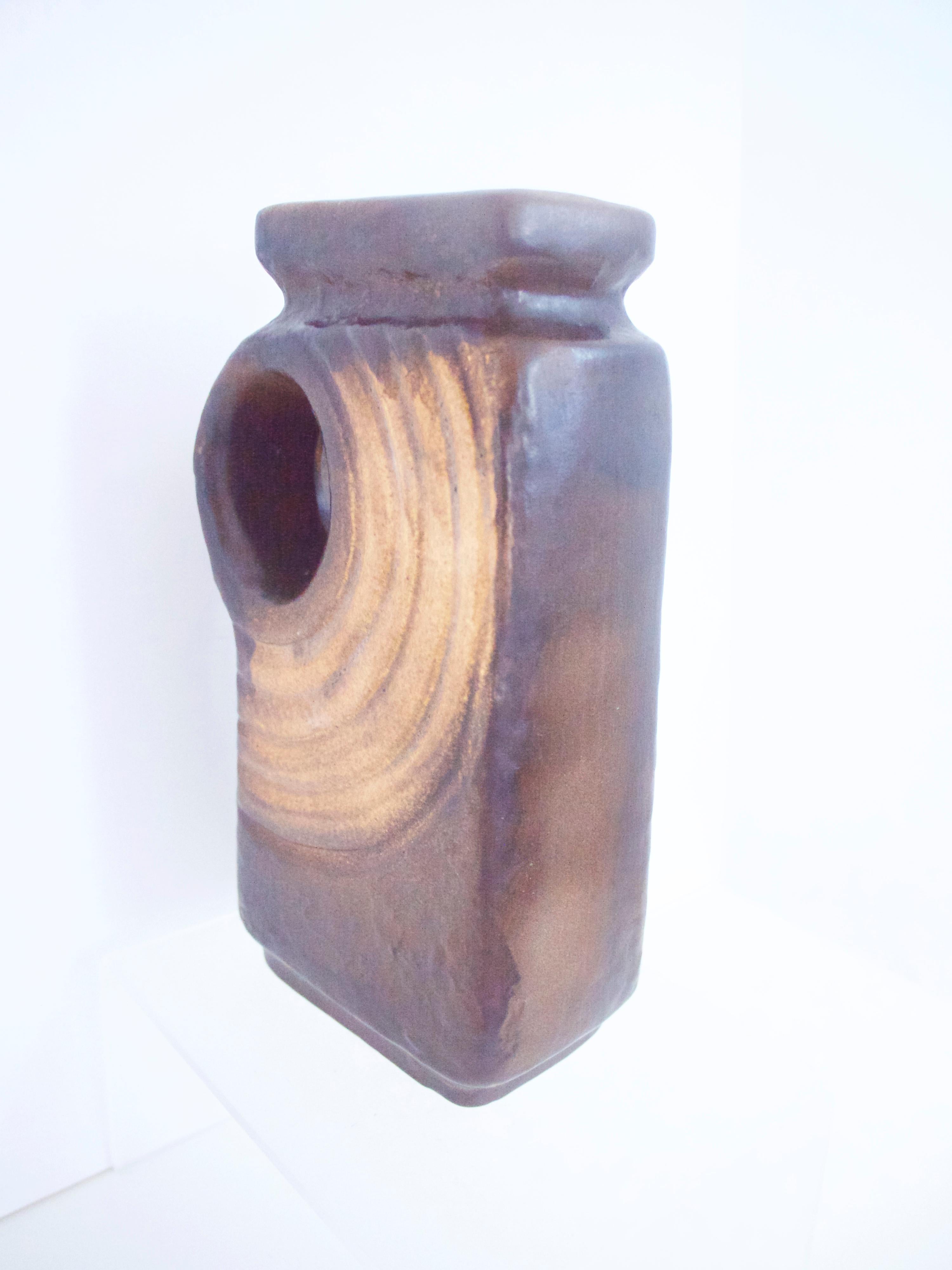 Brutalist Space Age 1960s Incised Ceramic Chimney Vase, Walter Becht Late 1960s In Good Condition For Sale In Halstead, GB