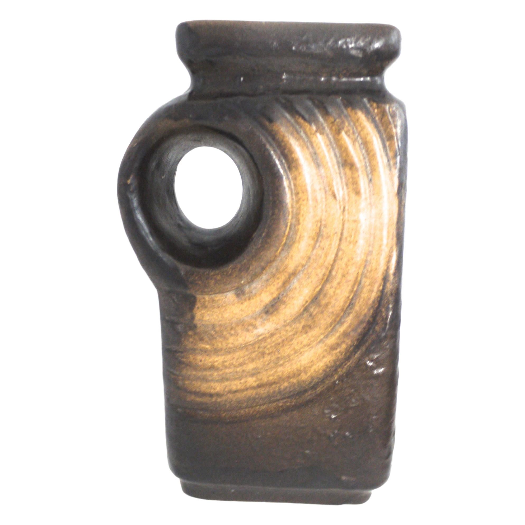 Brutalist Space Age 1960s Incised Ceramic Chimney Vase, Walter Becht Late 1960s For Sale