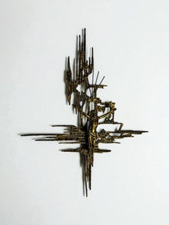 Brutalist Spanish Brass Crucifix after Dalí's Christ, 1970s