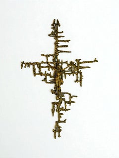 Brutalist Spanish Brass Crucifix after Dalí's Christ, Circa 1970's