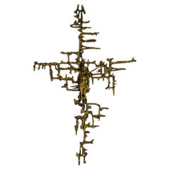 Brutalist Spanish Brass Crucifix after Dalí's Christ, Circa 1970's