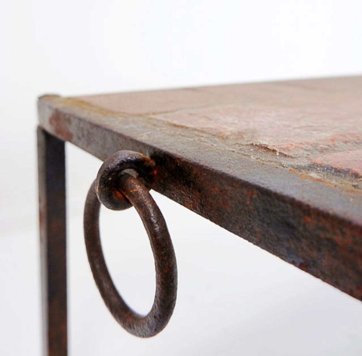 Brutalist Spanish Iron and Tile Coffee Table - circa 1920s For Sale 5